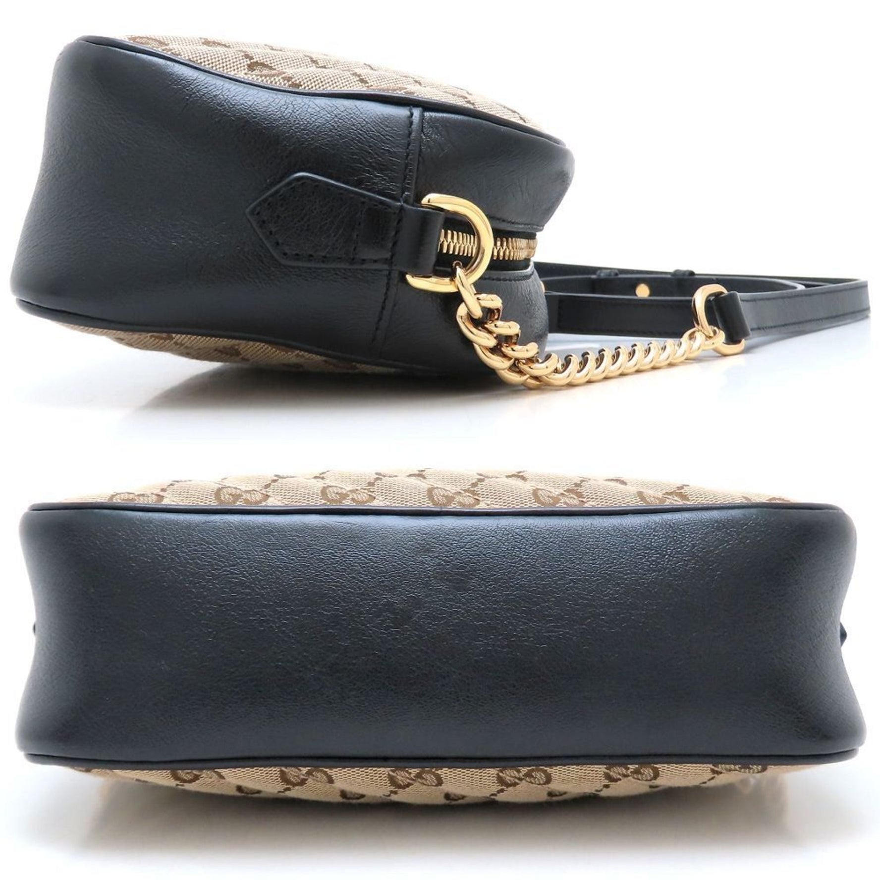 GUCCI GG Marmont Shoulder Bag in Canvas and Leather, Black