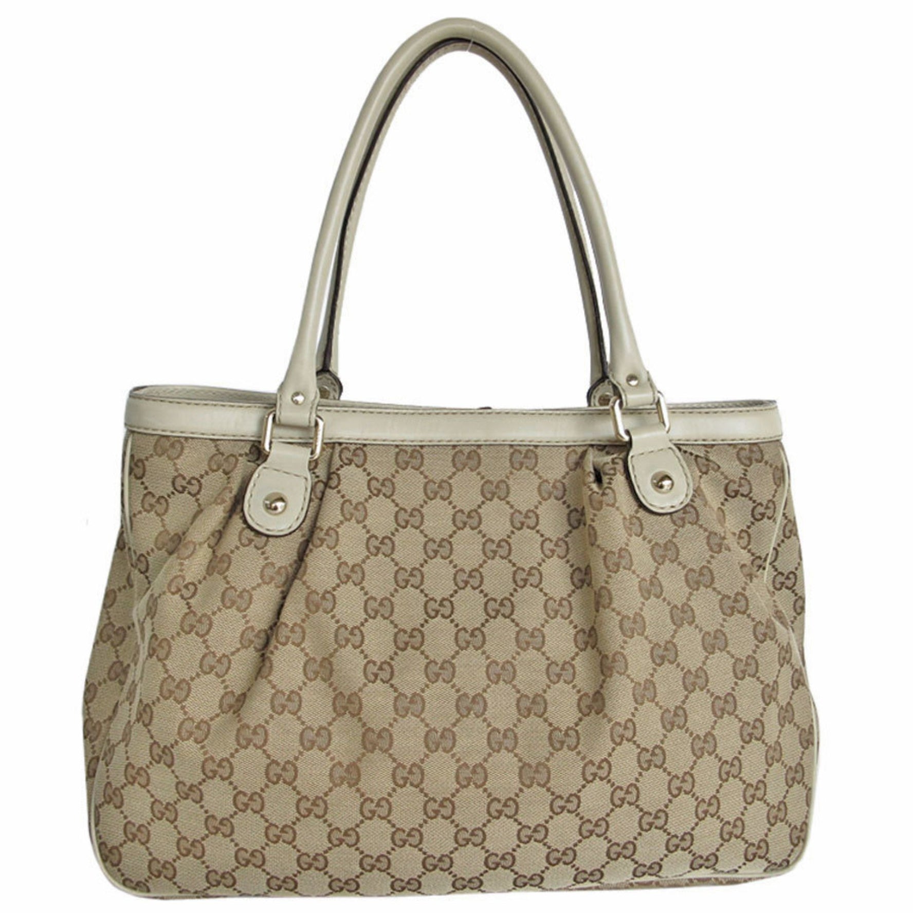 GUCCI Handbag GG Canvas Leather Beige Women's s0086a