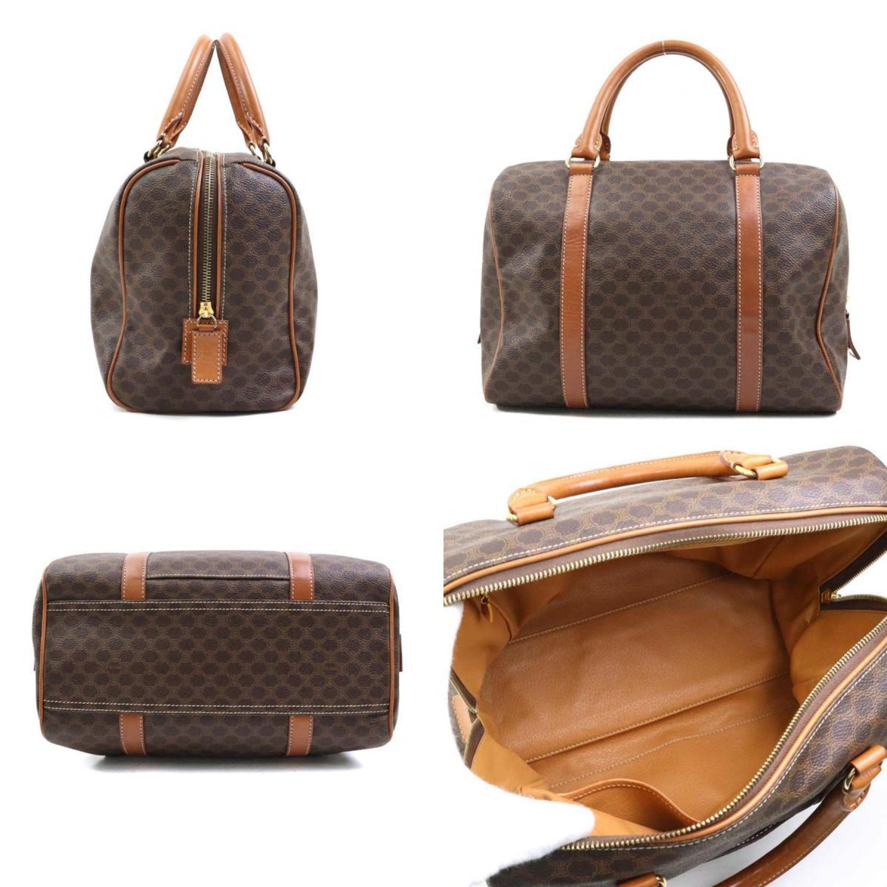 Celine handbag in macadam leather brown and gold, women's e60811k