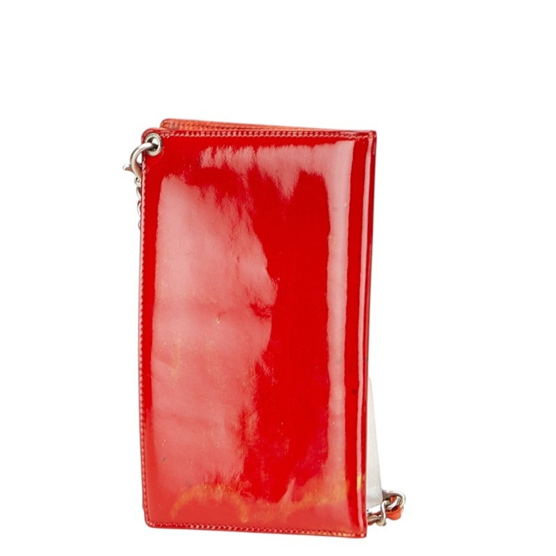 CHANEL Coco Mark Card Case Red Enamel Women's