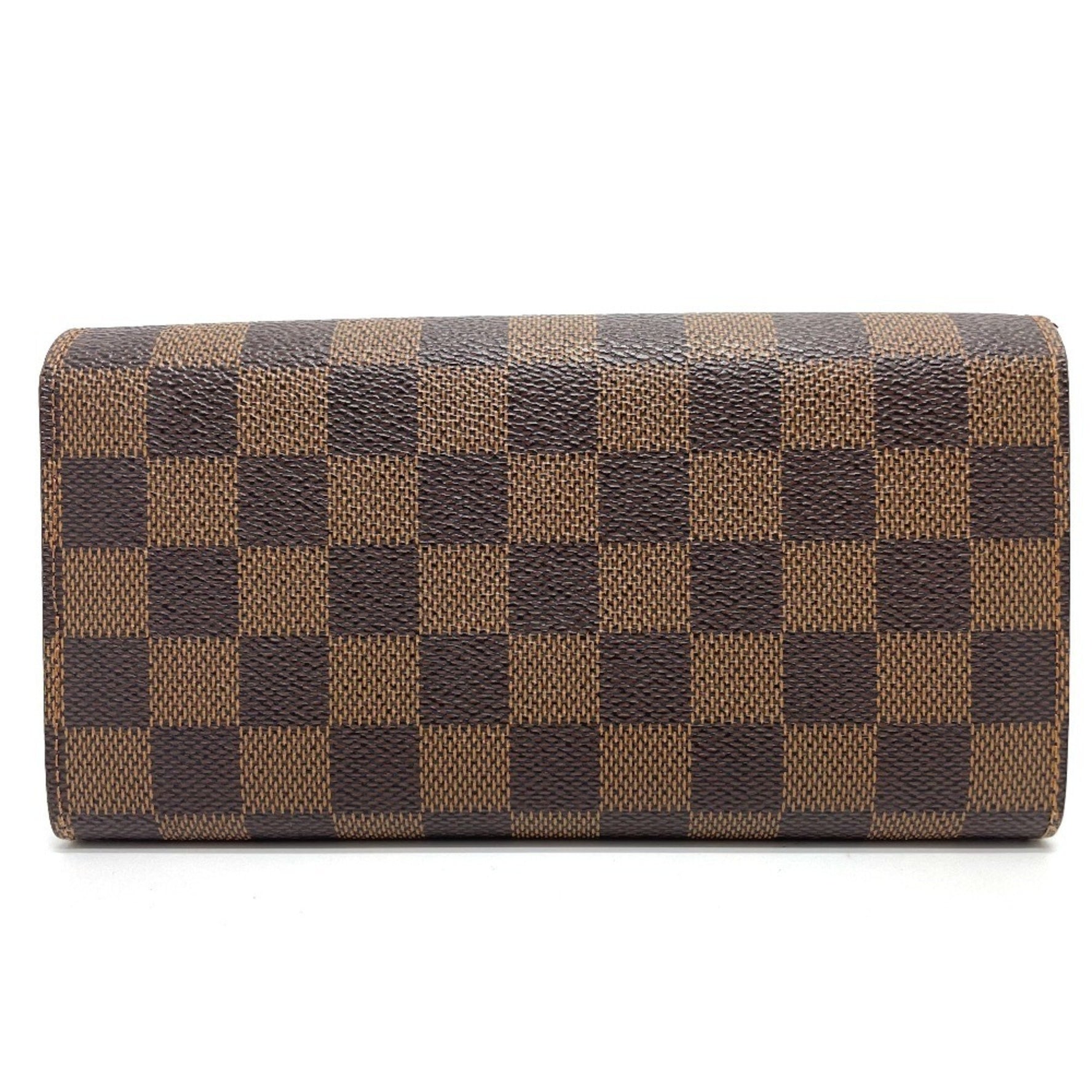 LOUIS VUITTON N63179 Damier Portefeuille Sarah Bifold Wallet, Women's Ebene Canvas, Brown