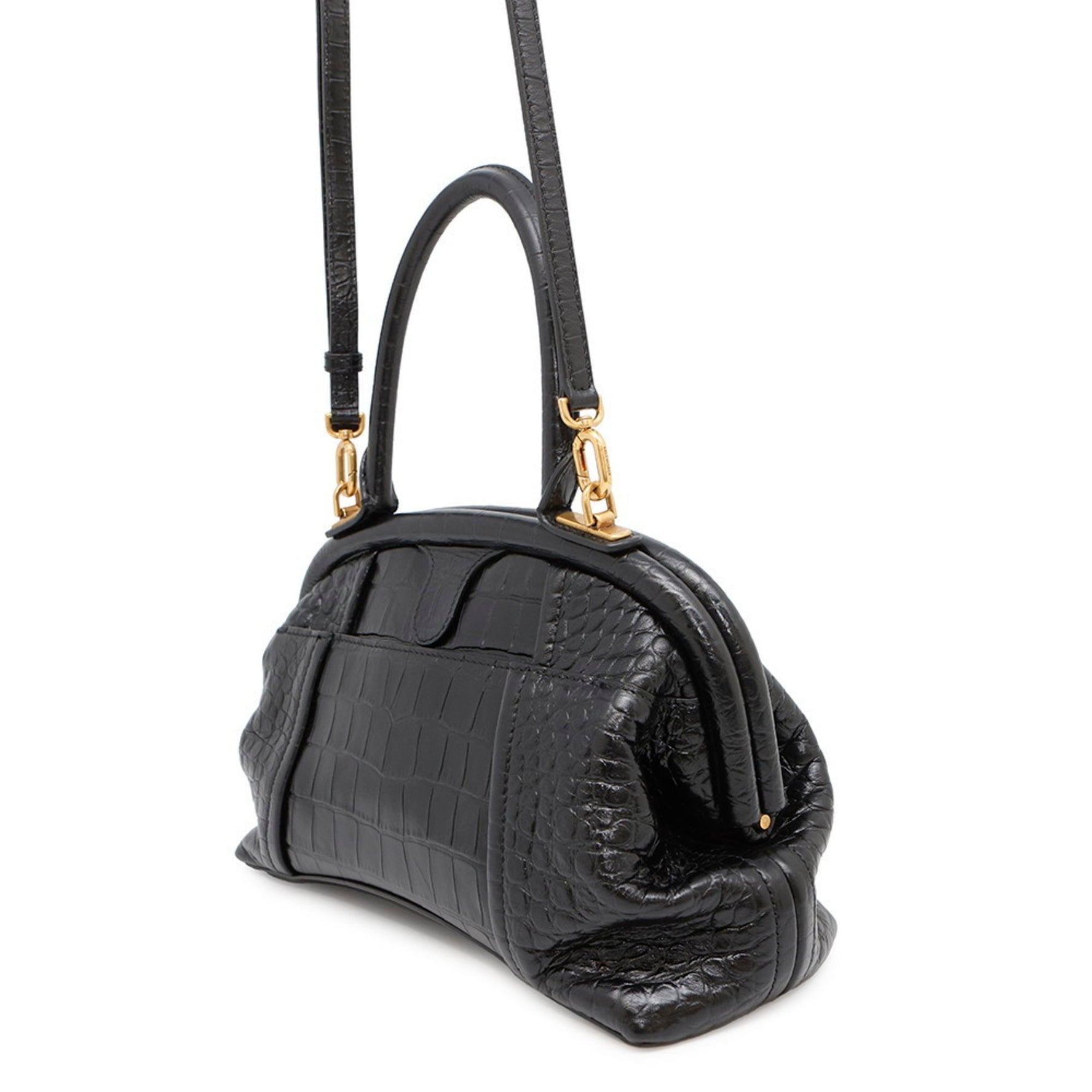 Balenciaga Handbag Frame Bag Embossed Leather BALENCIAGA 2way Shoulder Black