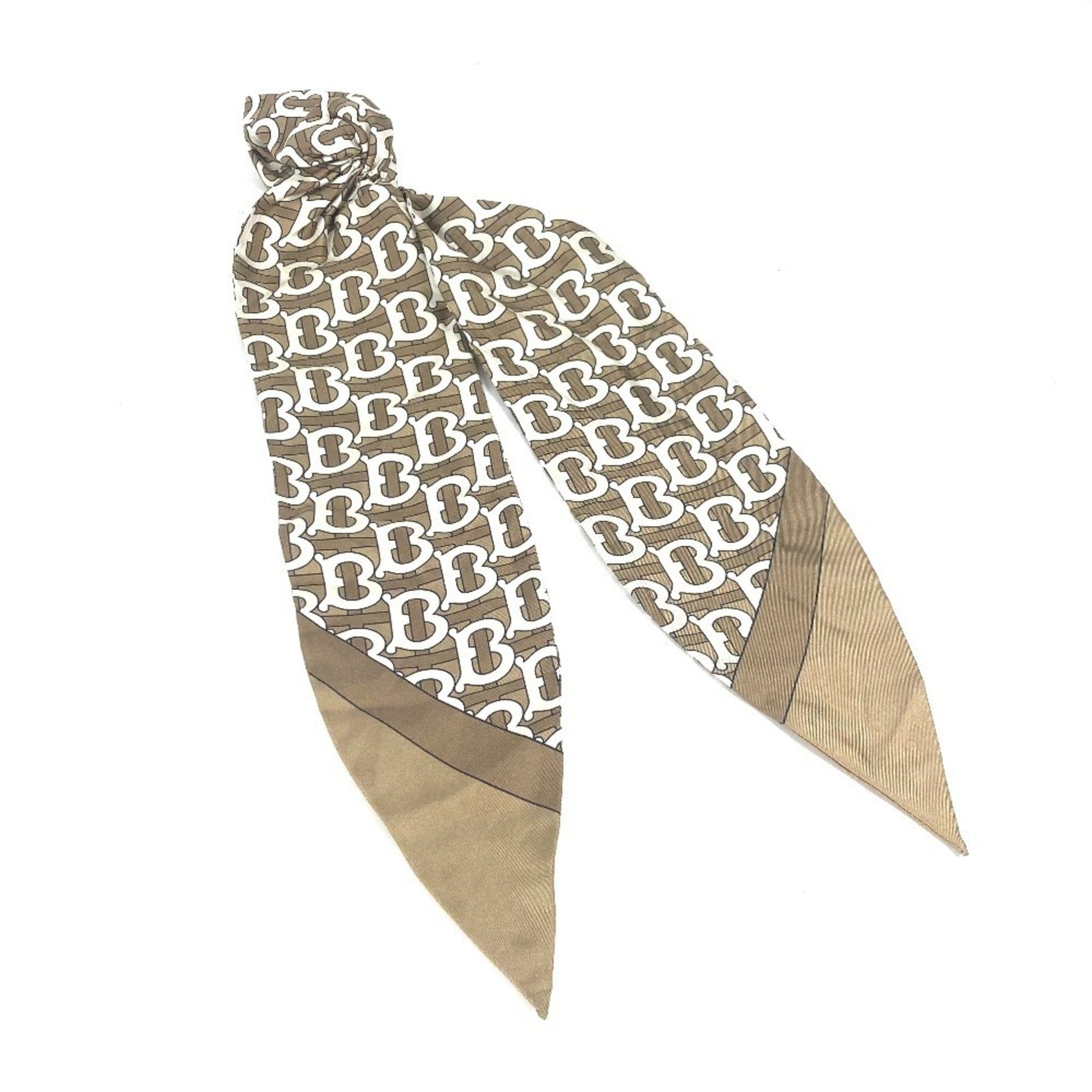 BURBERRY TB logo hair accessory tie scrunchie silk women's beige