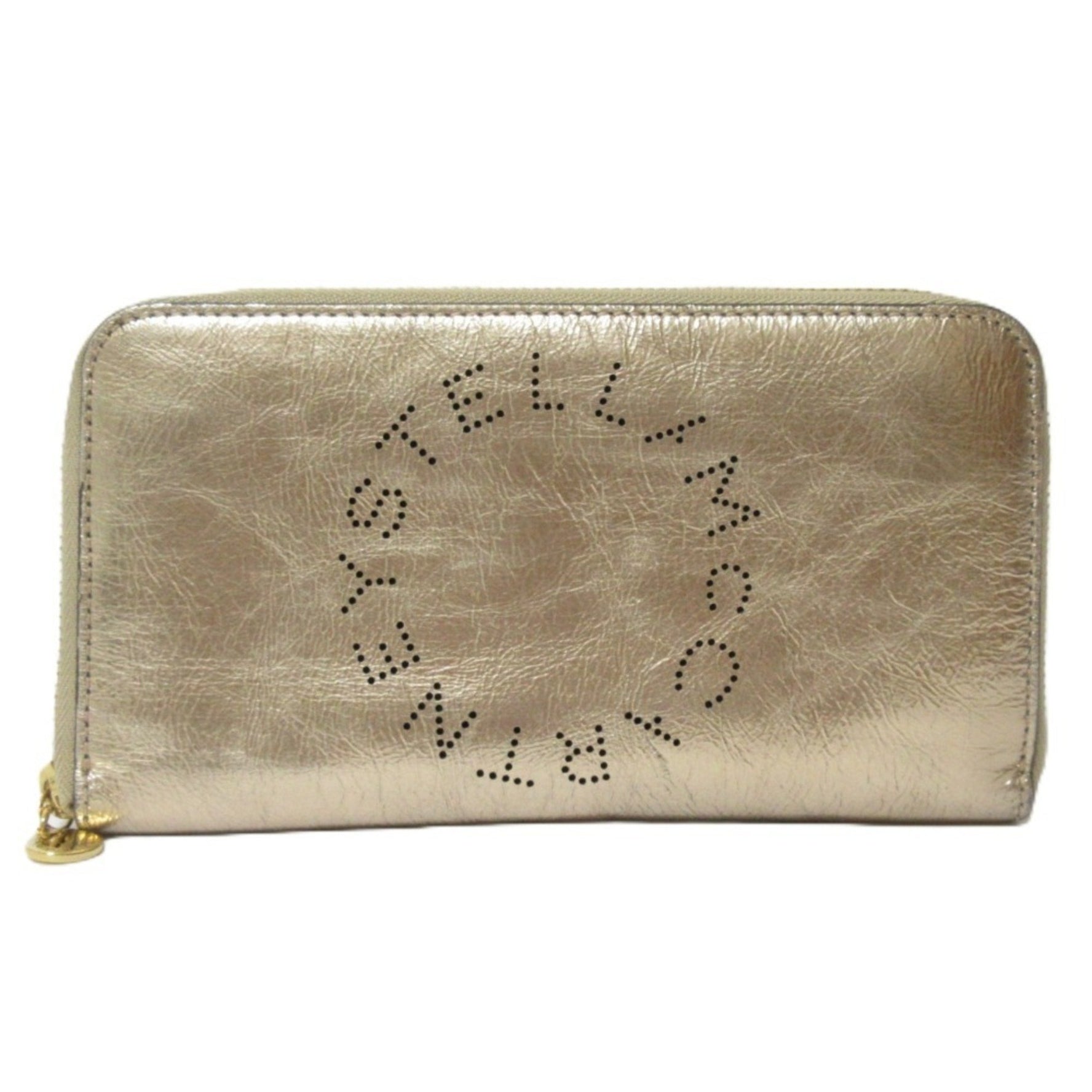 Stella McCartney STELLA McCARTNEY logo punching round zipper long wallet pink gold men women