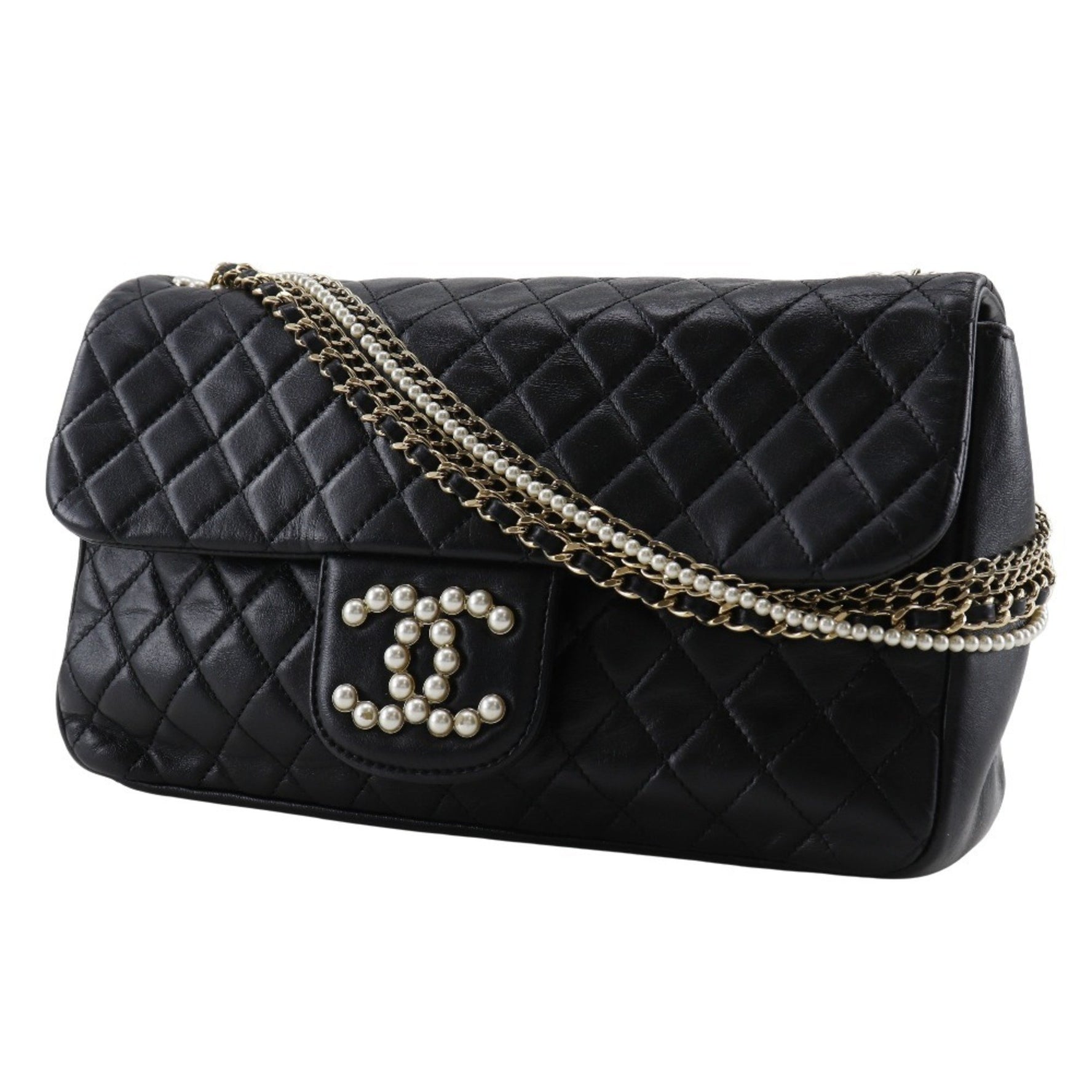 CHANEL Westminster Shoulder Bag, Chain Matelasse, Lambskin with Faux Pearl