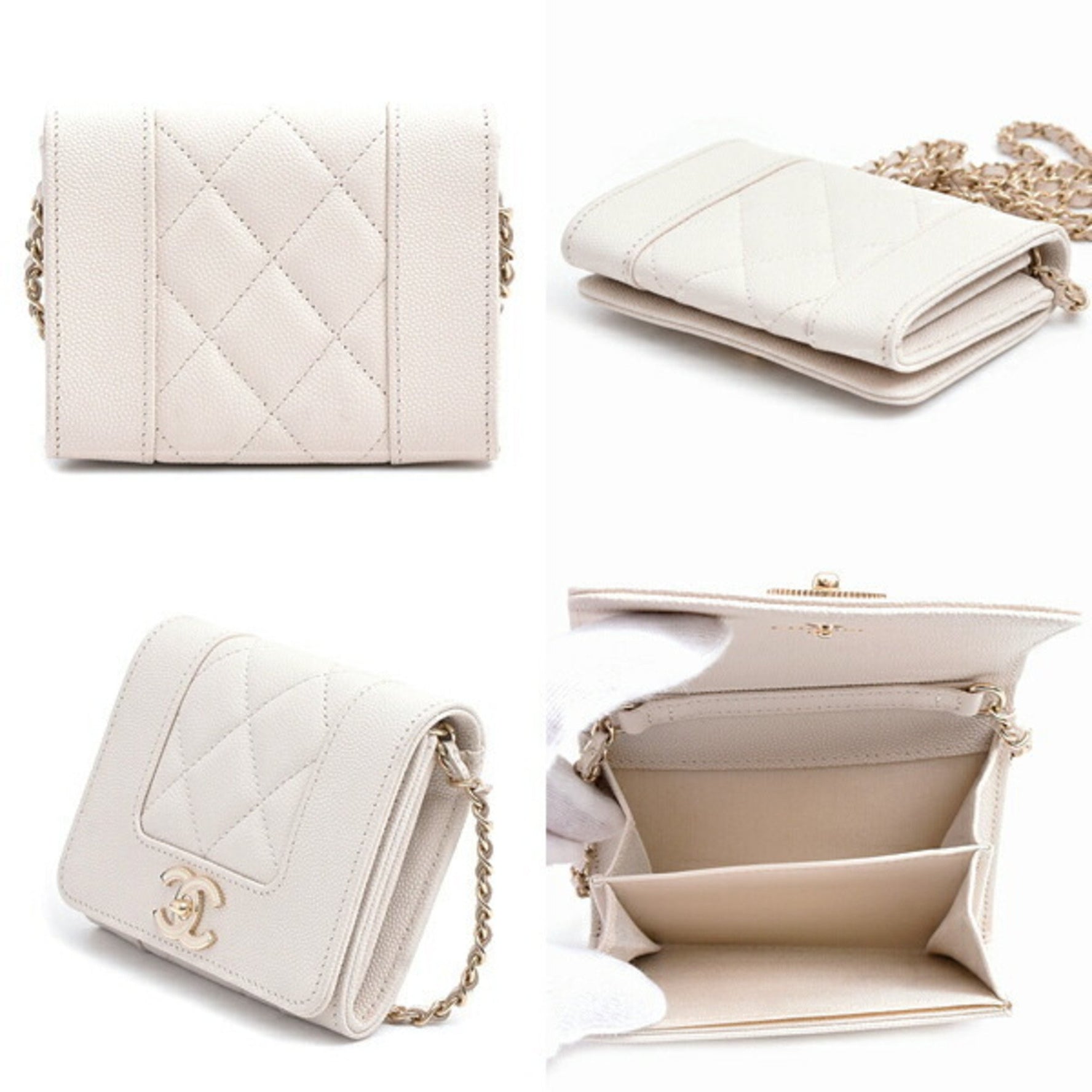 CHANEL Matelasse Mini Chain Wallet Shoulder Bag in Caviar Skin