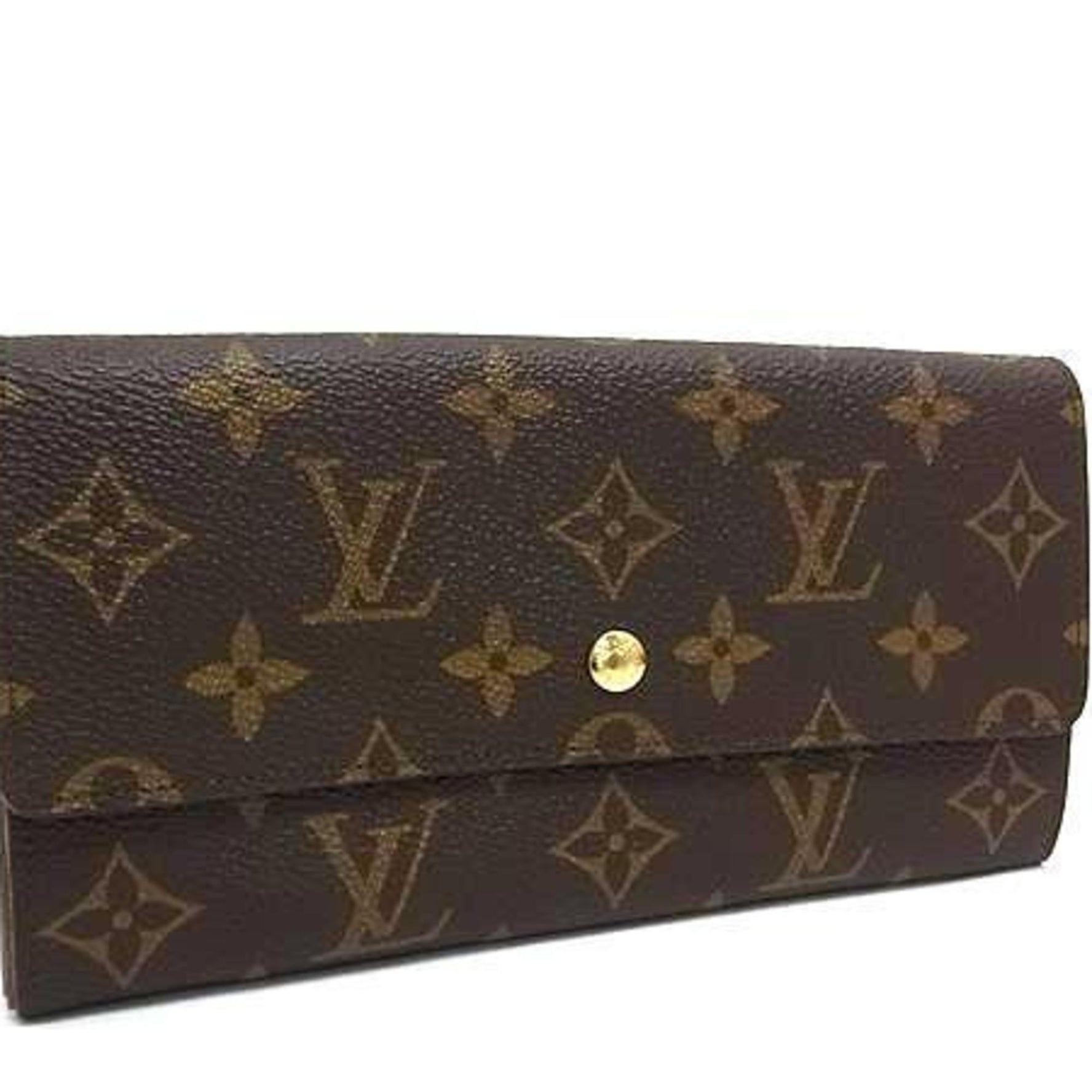 Louis Vuitton Monogram Pochette Porte Monnaie Credit Long Wallet Brown Leather Men's and