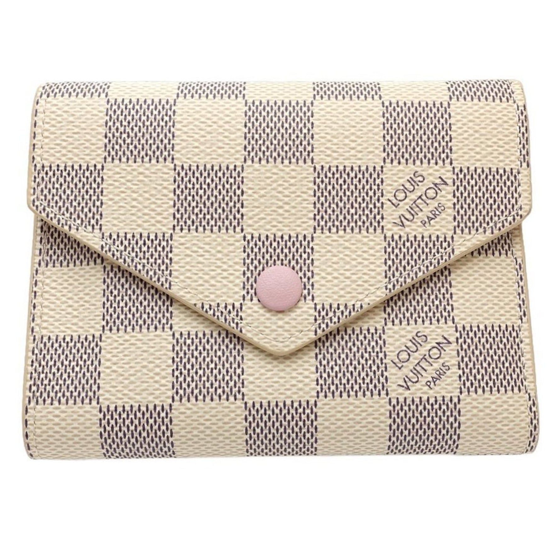 Louis Vuitton Damier Azur Tri-fold Wallet Portefeuille Victorine Rose Ballerine