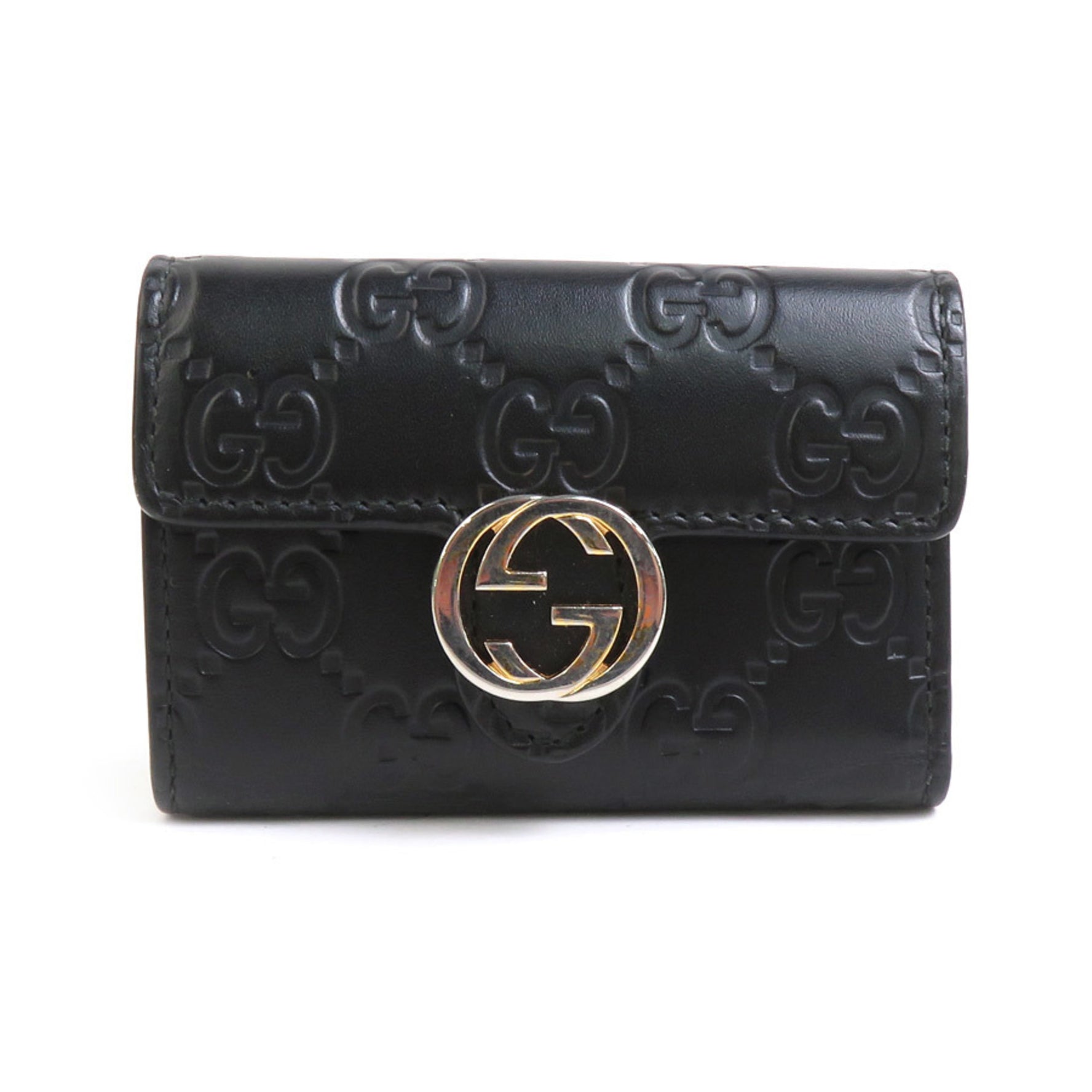GUCCI key case Guccissima leather metal black gold men women