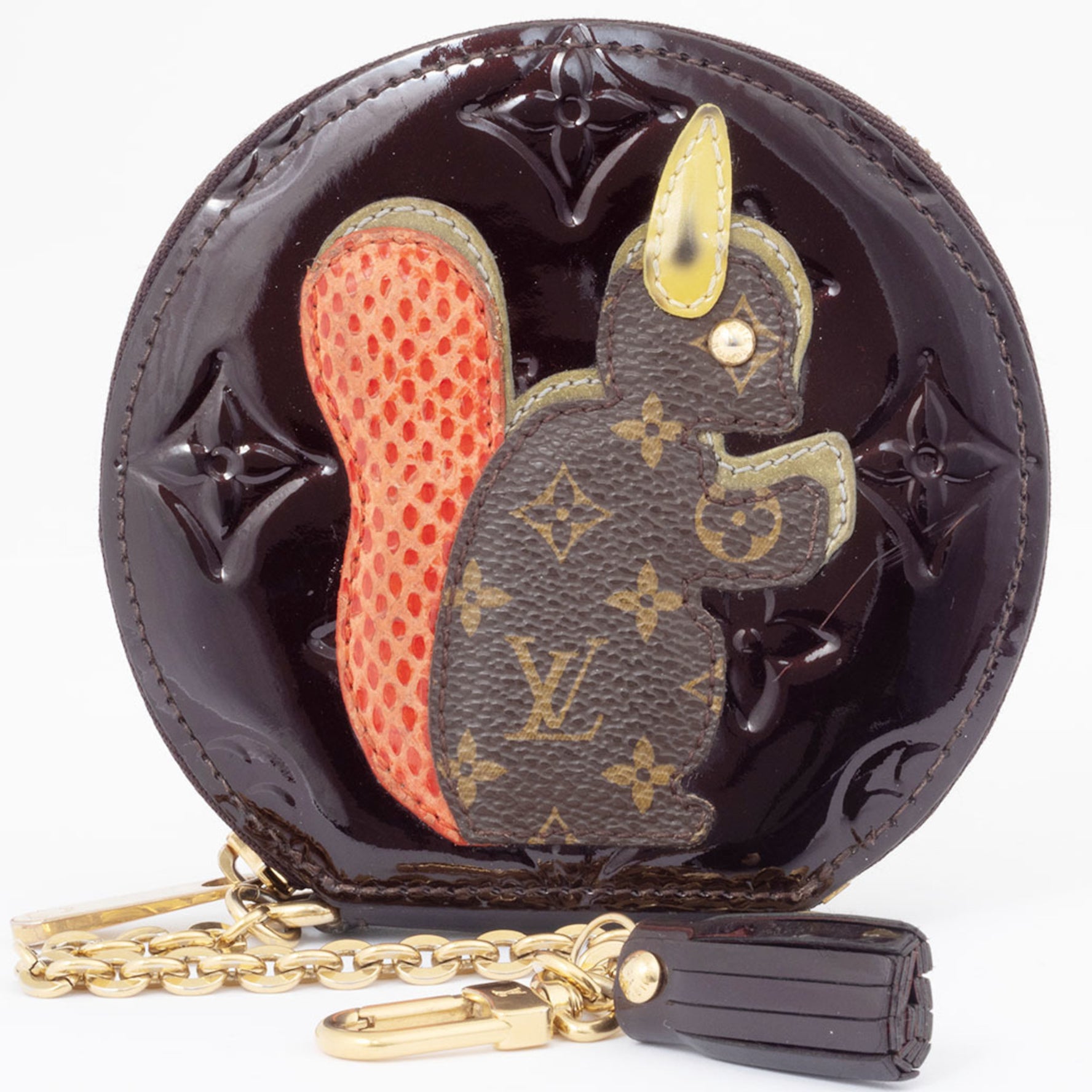 Louis Vuitton Portemonnay Ecreuil Coin Case Purse Amaranth Monogram Vernis LOUIS VUITTON