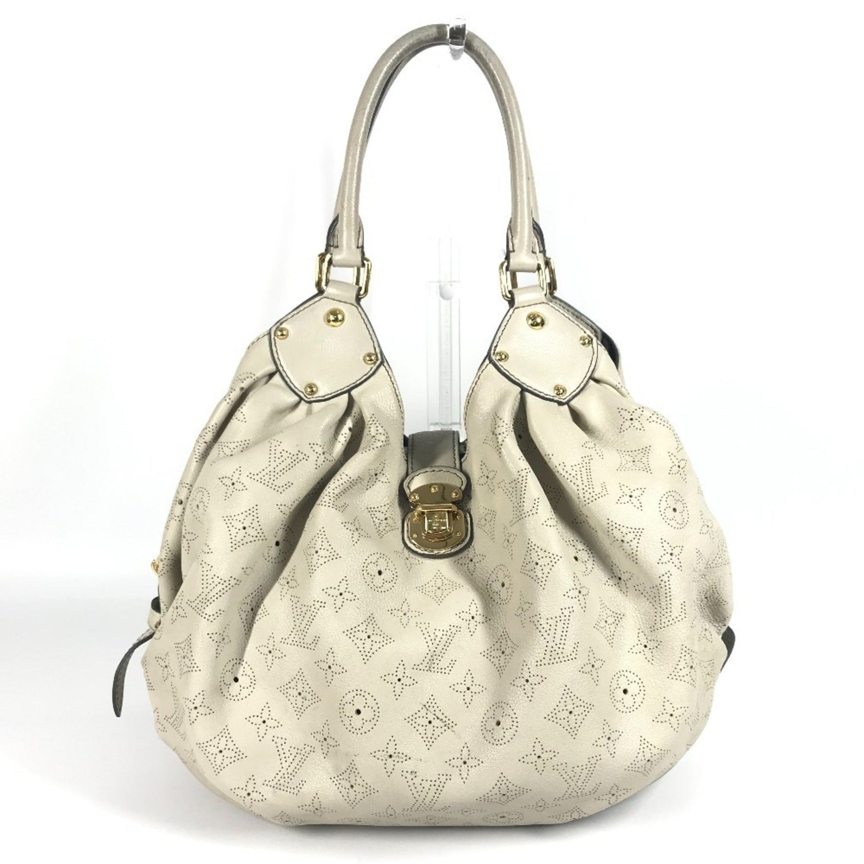 LOUIS VUITTON Monogram Mahina L Tote Bag, Shoulder Leather, Opal White