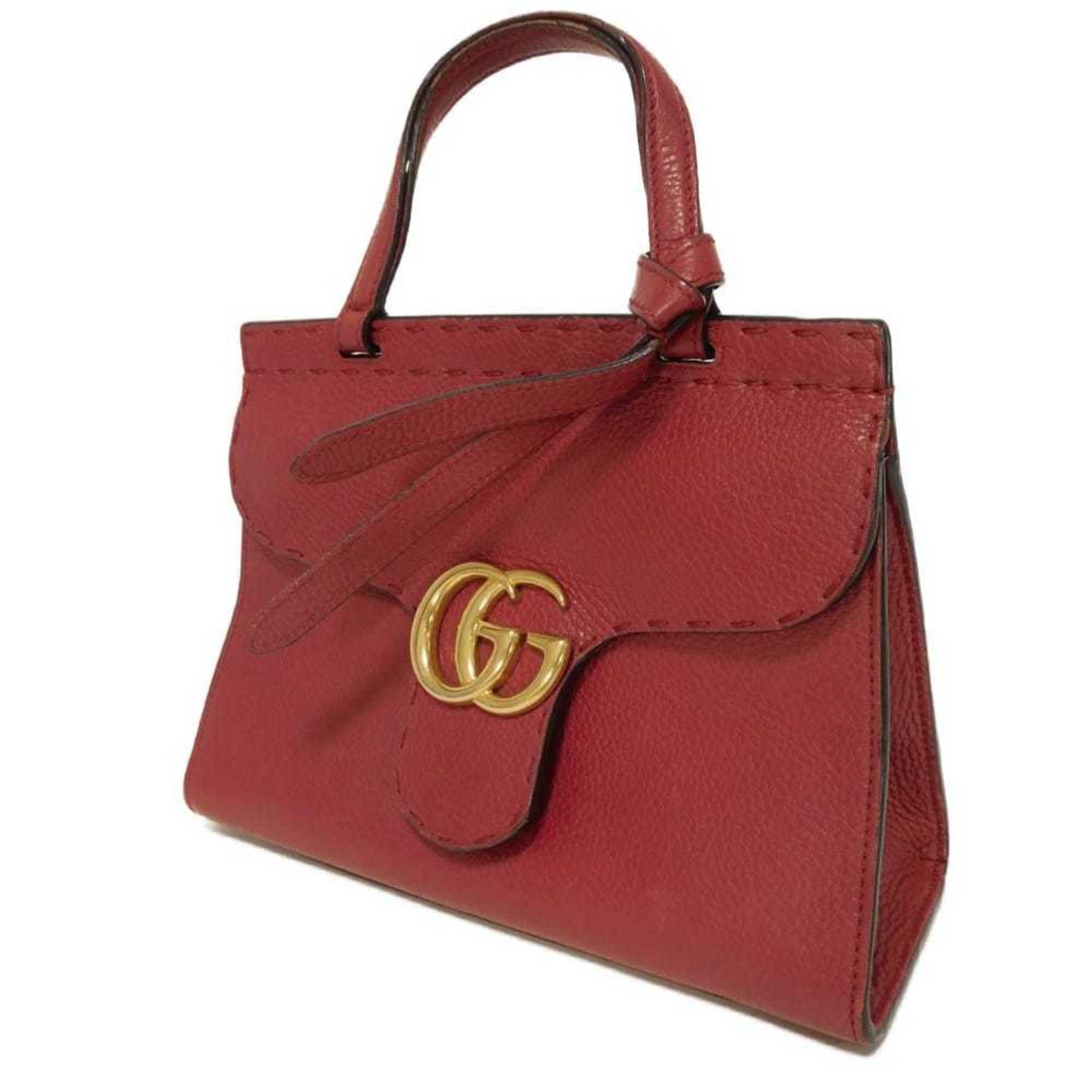 Gucci GG Marmont Small Shoulder Bag with Double G in Red