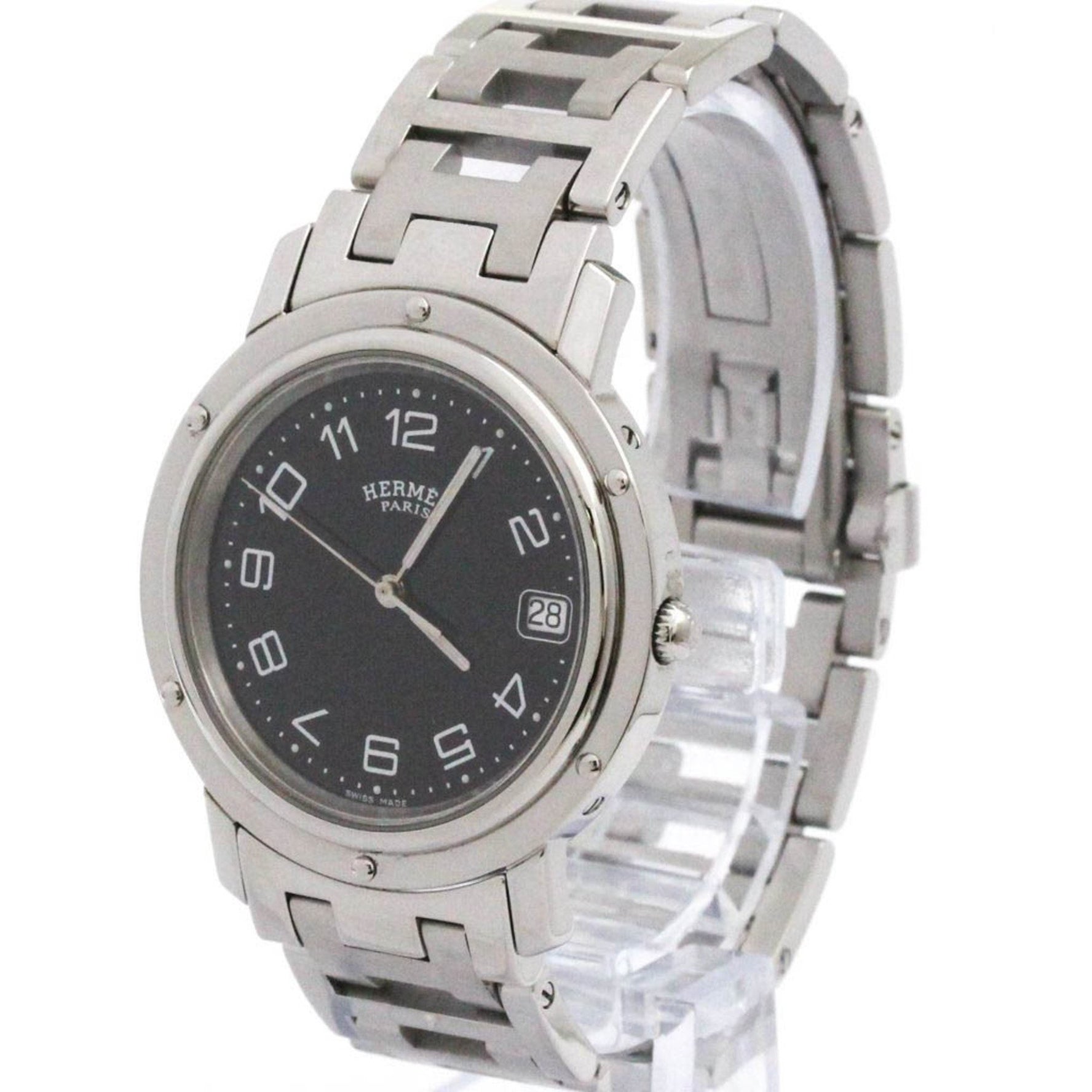 HERMES Clipper Stainless Steel Quartz Watch Polished