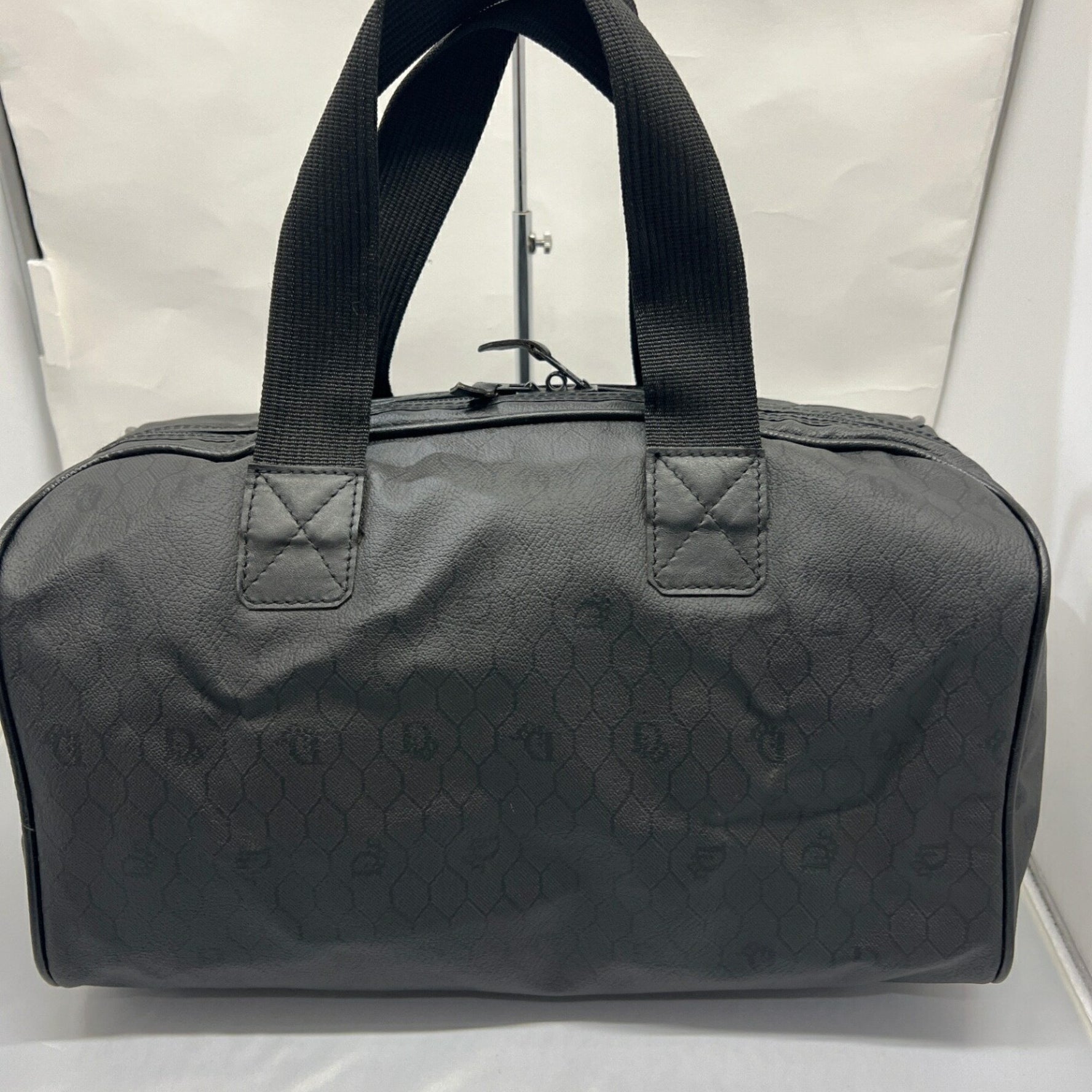 Christian Dior Honeycomb Boston Bag Handbag PVC Canvas Leather Kaizuka Store