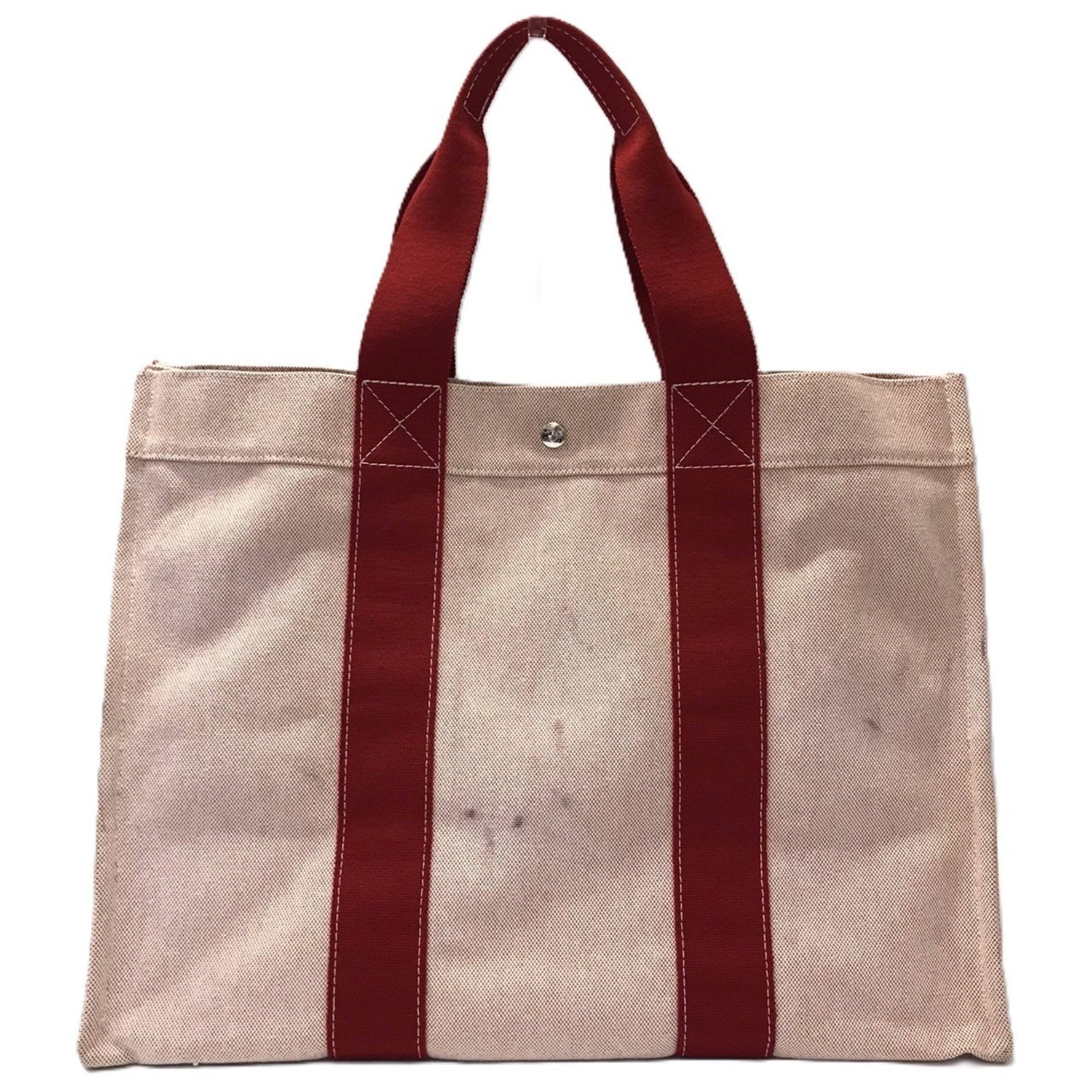 Hermes Bora GM Handbag Red Tote Bag Canvas Fabric