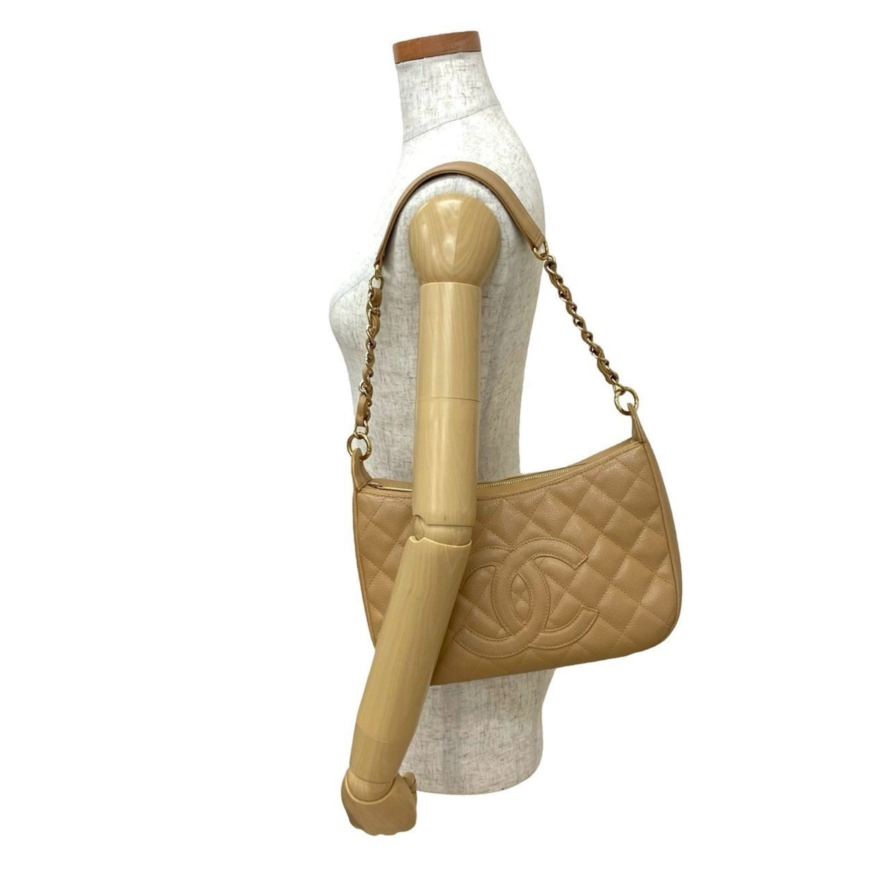 CHANEL Matelasse Coco Mark Caviar Skin Semi-One Shoulder Bag