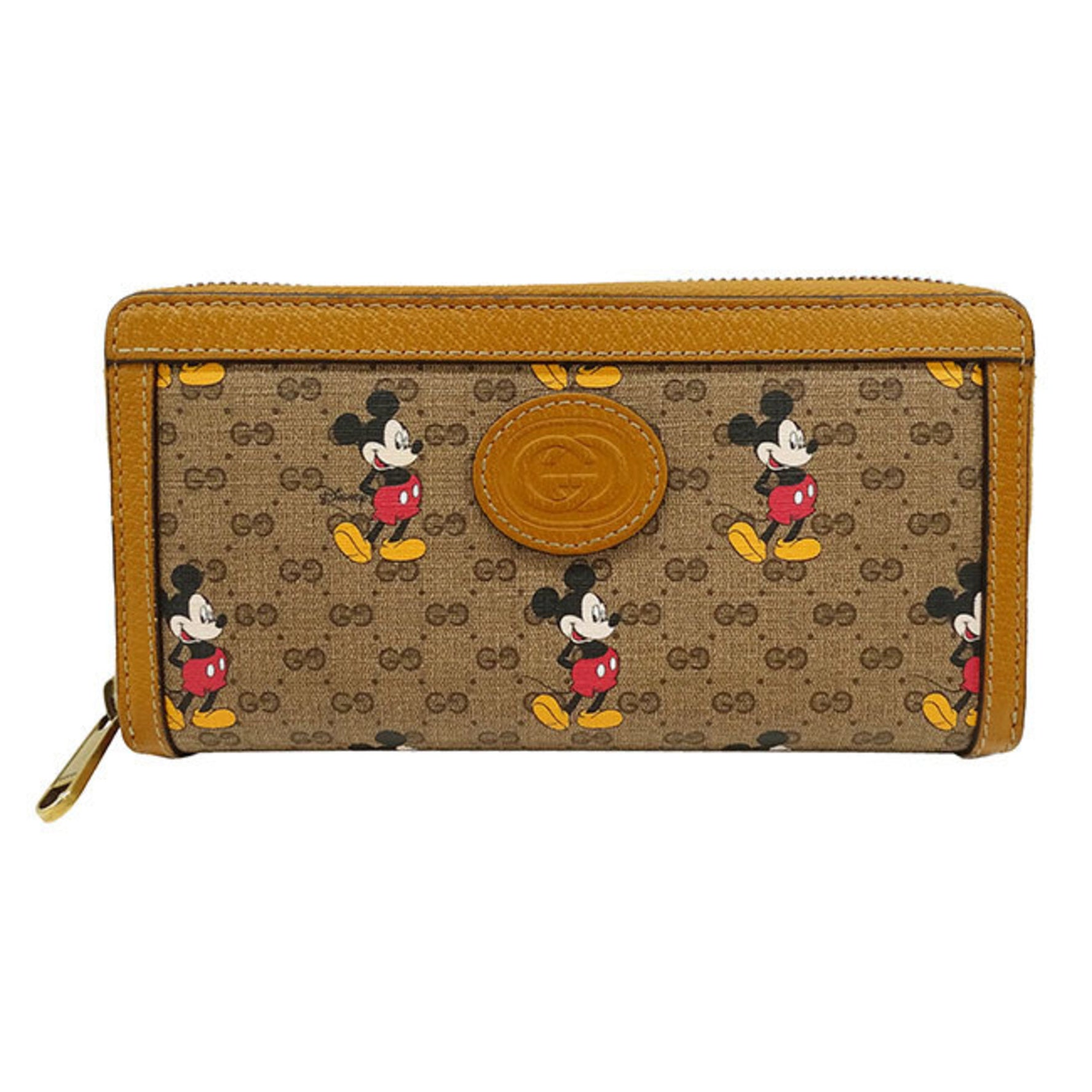 Gucci Wallet for Women and Men, Long Wallet, Micro GG, New Brit, Disney Collaboration, Brown, Beige, 602532, Round, Mickey Mouse