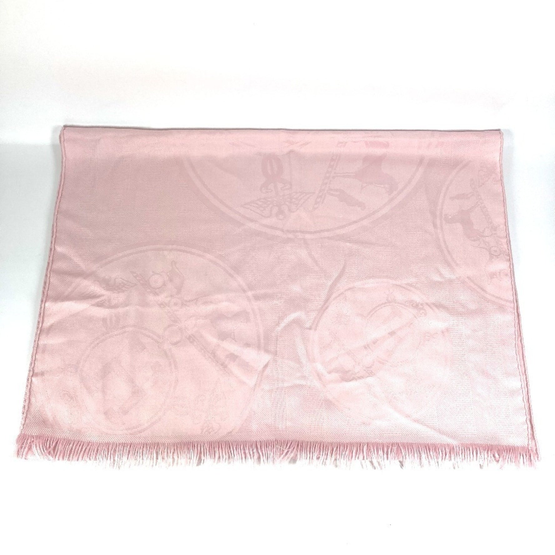 HERMES New Libris Shawl/Scarf/Stole, Fringe, Cashmere, Silk, Men's/Women's, Rose Pearl