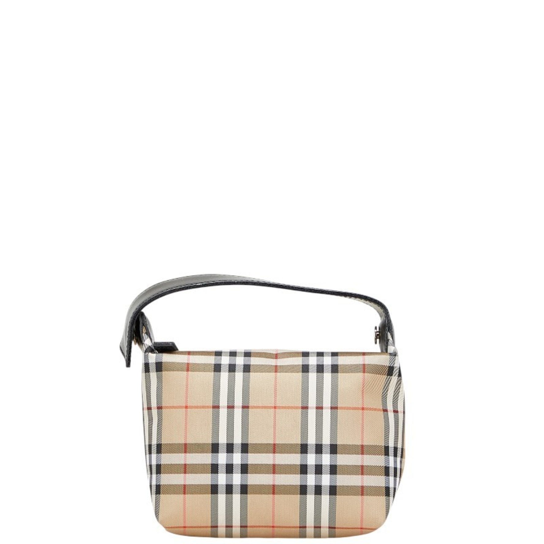 Burberry Nova Check Pouch in Beige and Black Canvas Leather