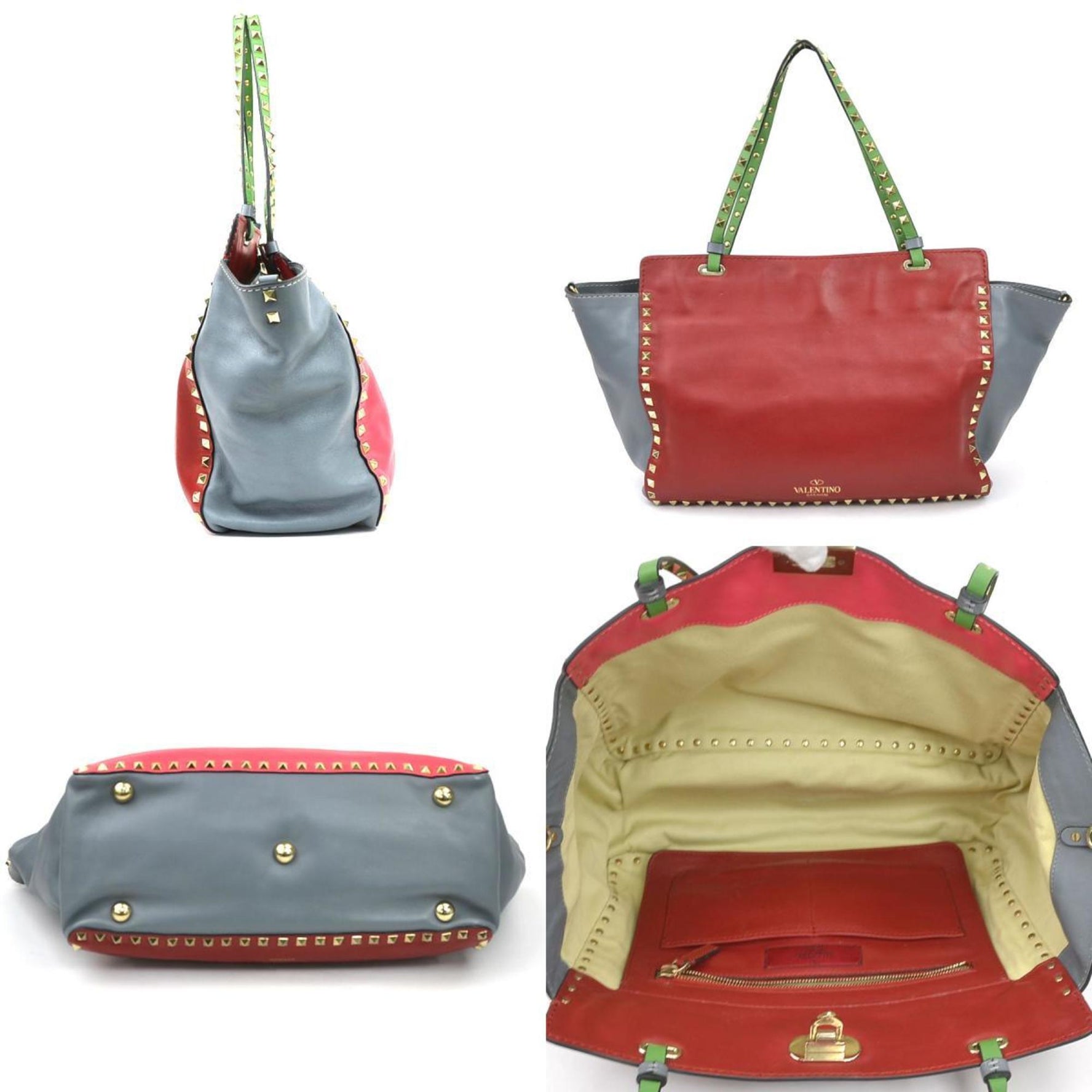 Valentino Garavani handbag/shoulder bag in leather, red, pink, gray, and green