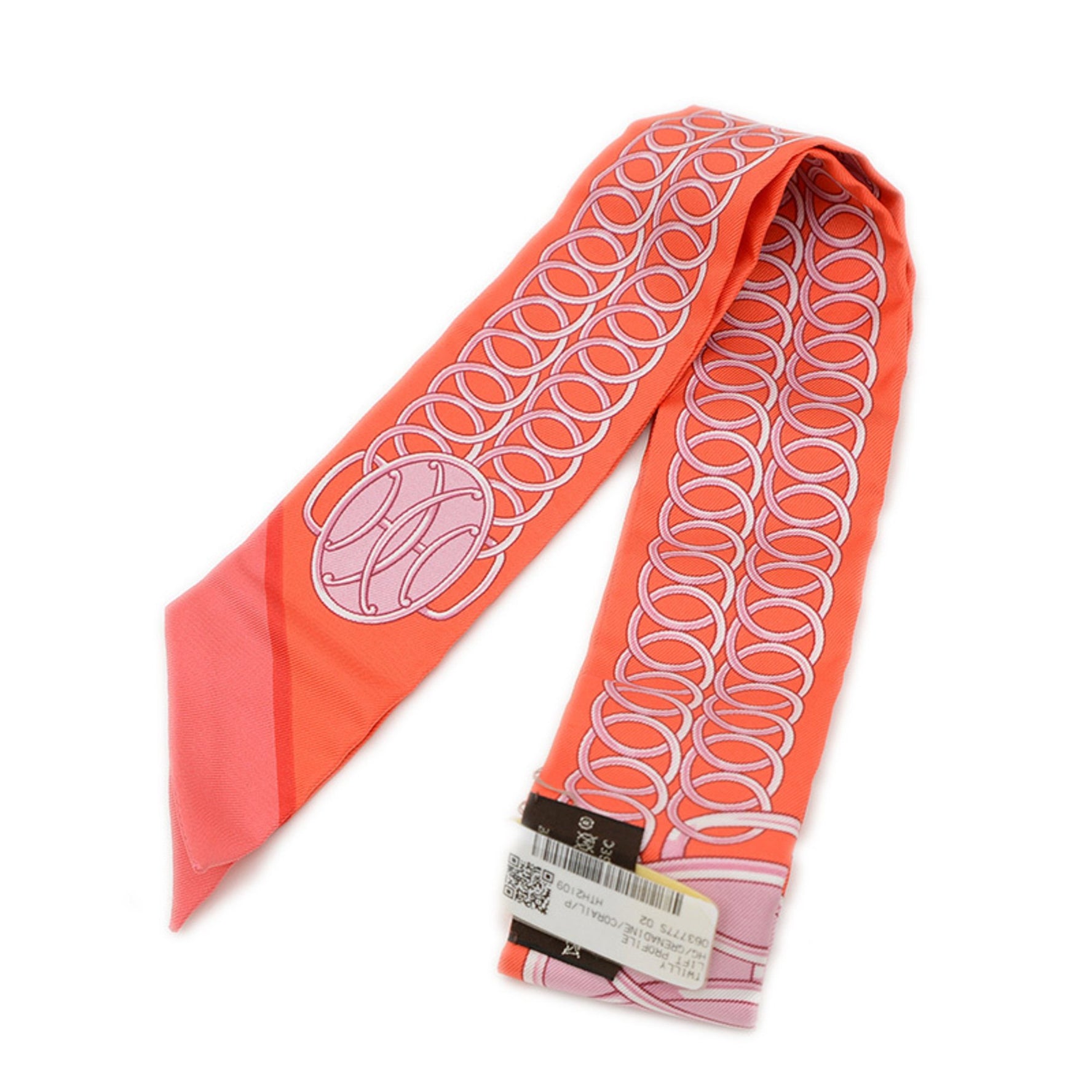 Hermes Twilly Scarf/Muffler Lift Profile Grenadine Corail Palm