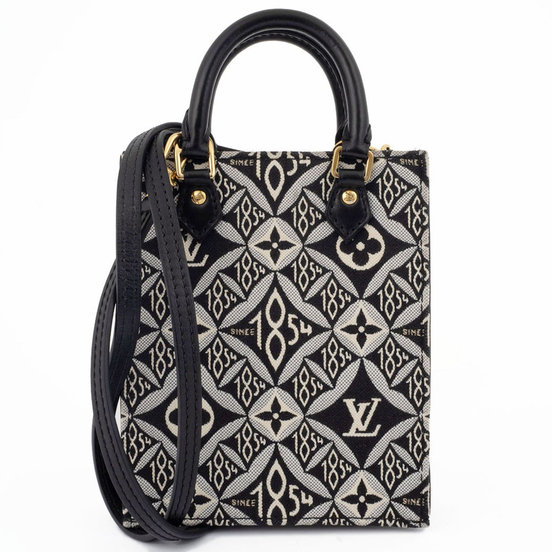 Louis Vuitton Petite Sac Plat Shoulder Bag Black|White
