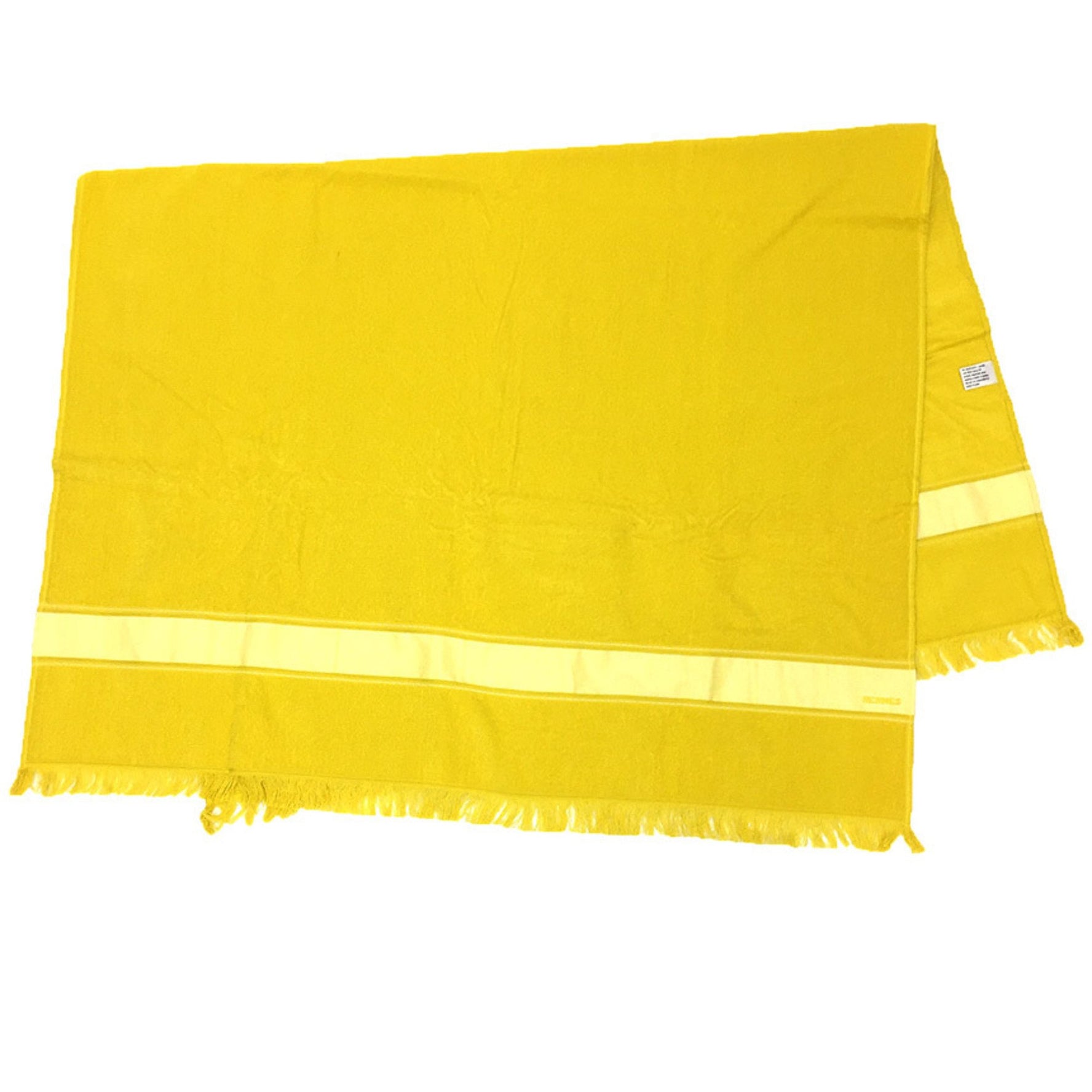 HERMES Yachting Bath Towel/Beach Towel Blanket, Cotton, Yellow, Unisex, Men's/Women's, aq11959