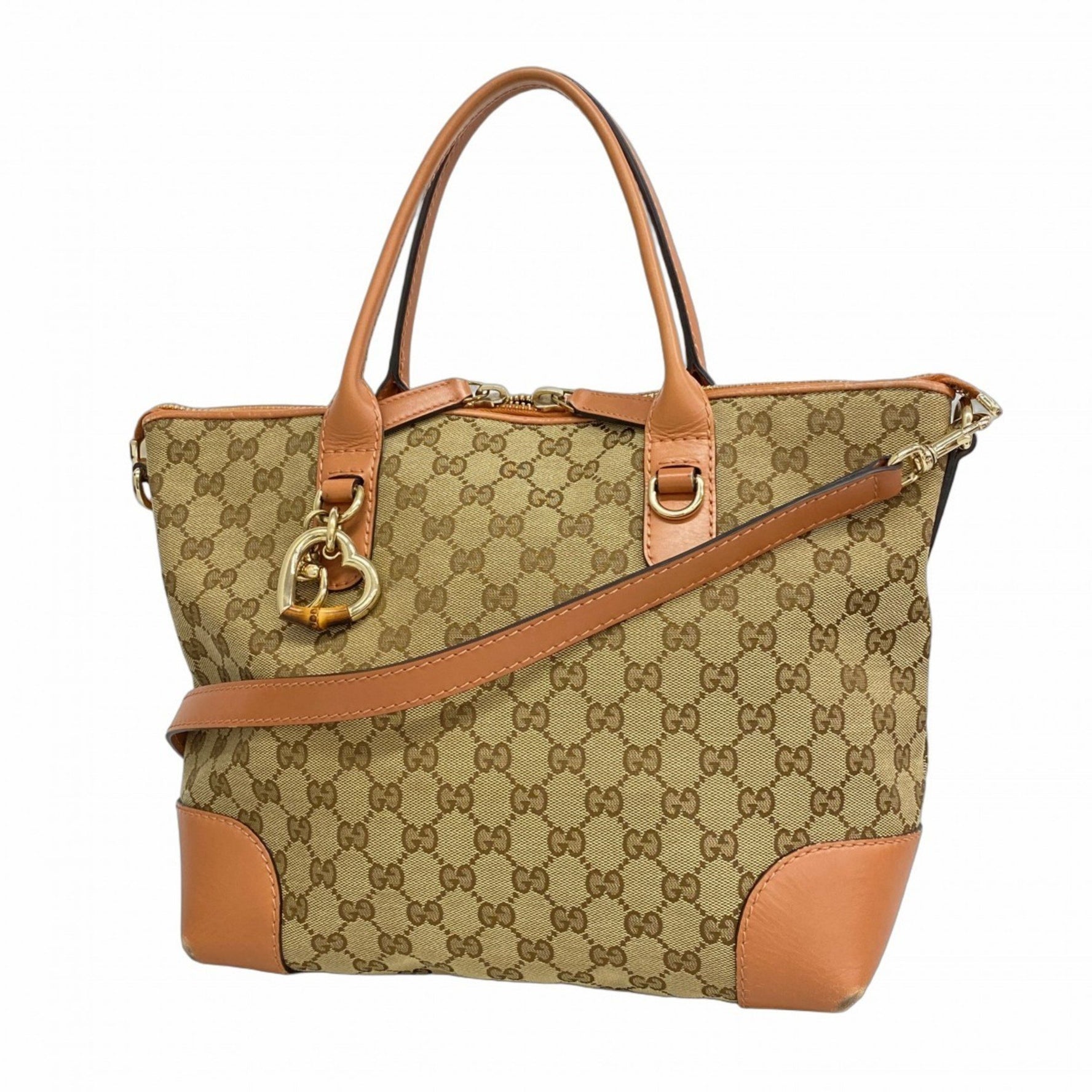 Gucci GG Canvas Handbag Coral Champagne Bag