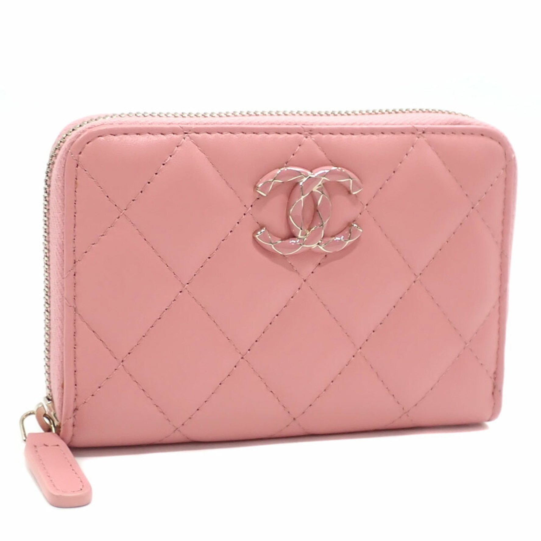 Chanel Matelasse Coin Case, Lambskin, Genuine Leather, Coco Mark, Purse