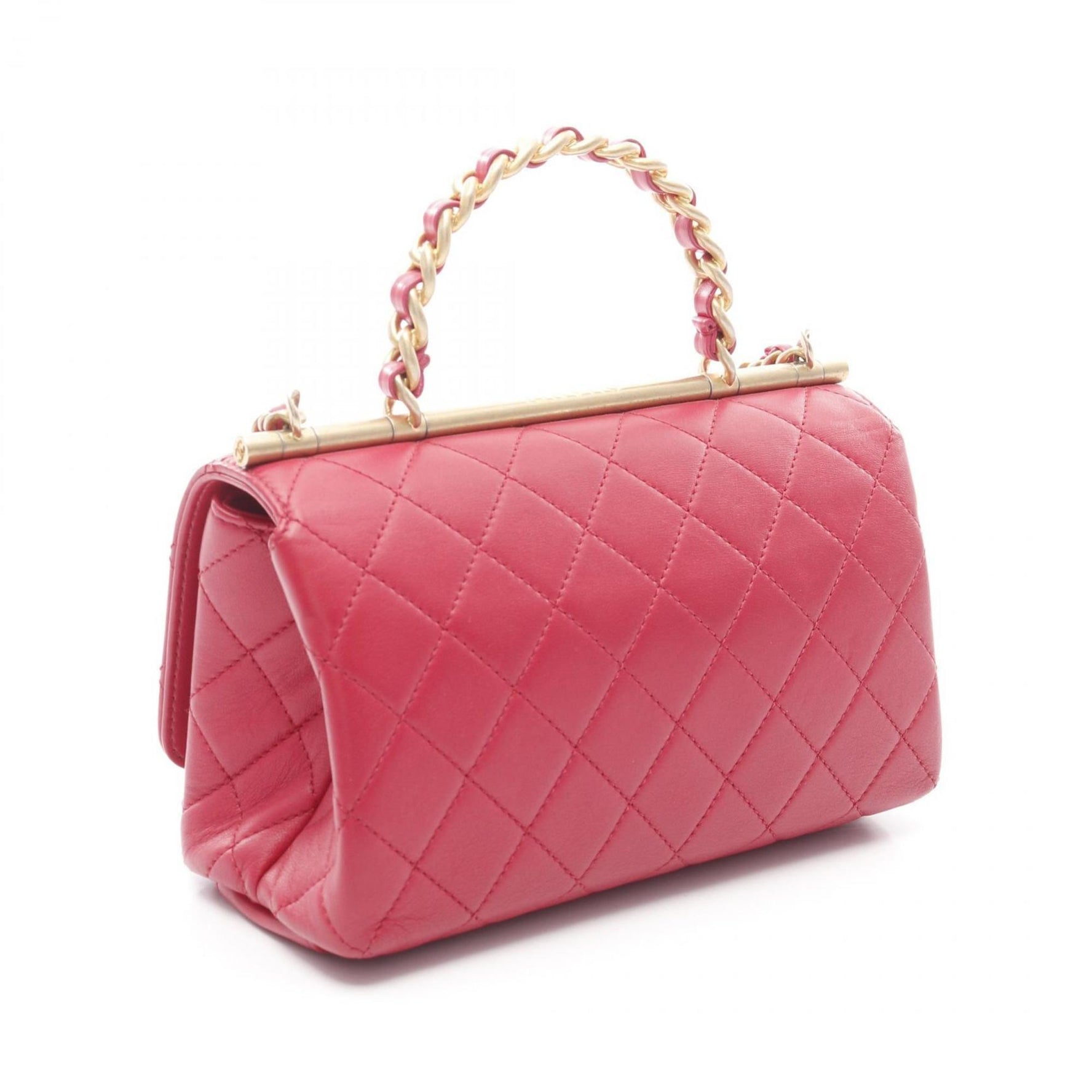 CHANEL Matelasse Top Handle Magenta Handbag in Lambskin (Sheepskin) -