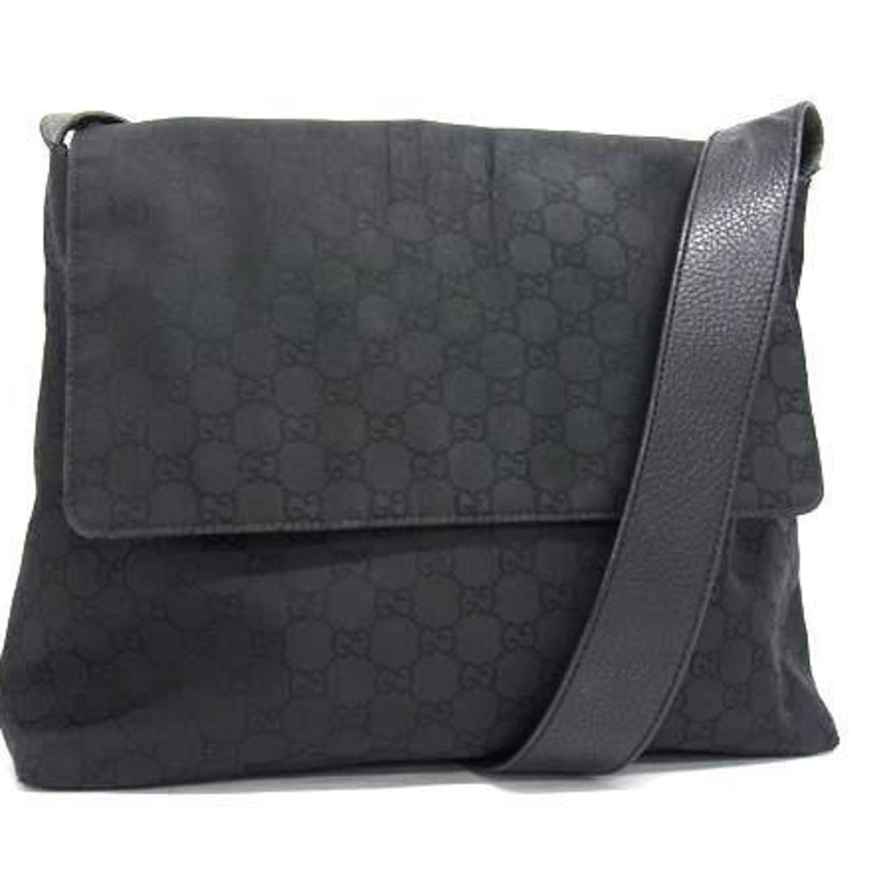 GUCCI Shoulder Bag GG Nylon Leather Flap Men's