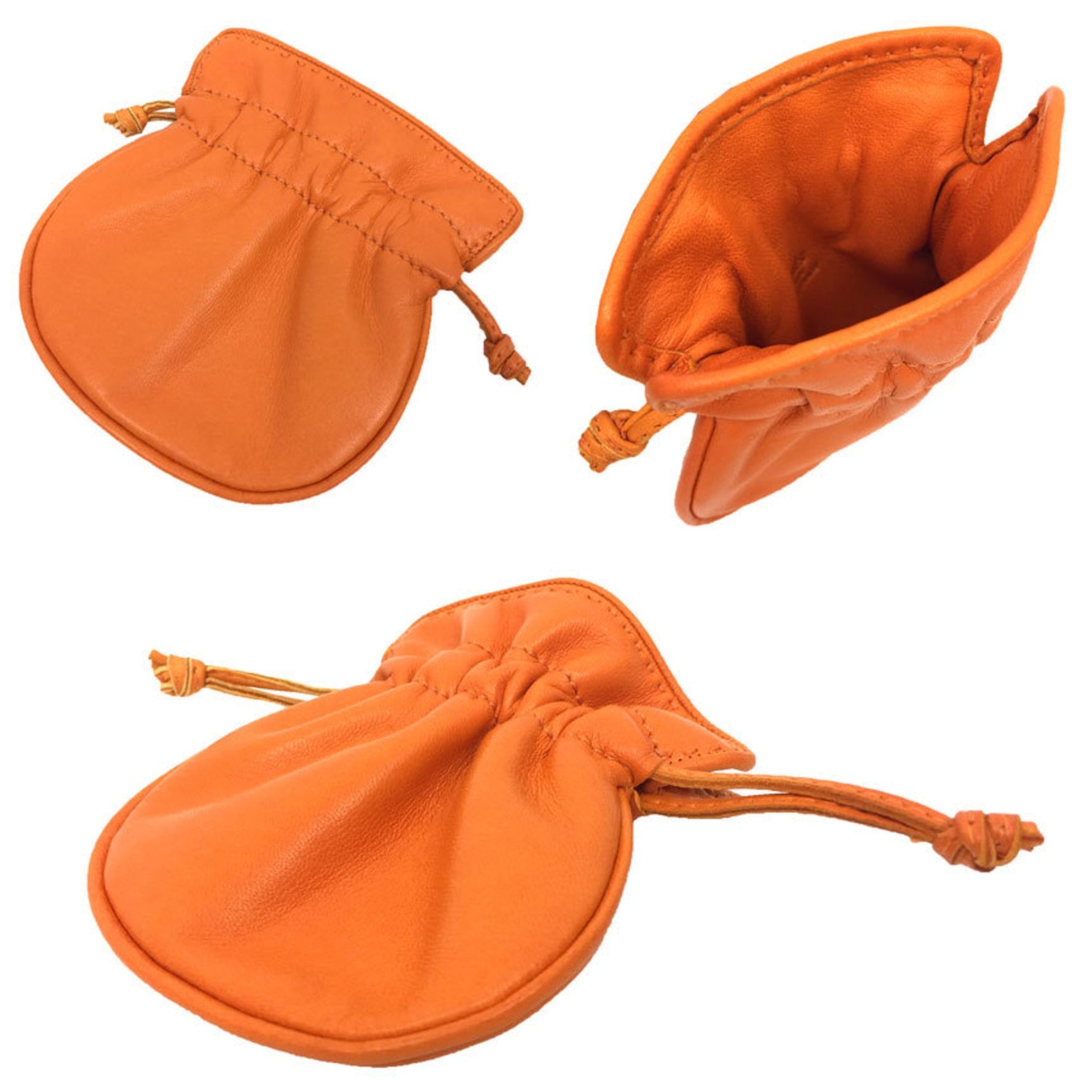 Hermes HERMES Pouch Leather Orange