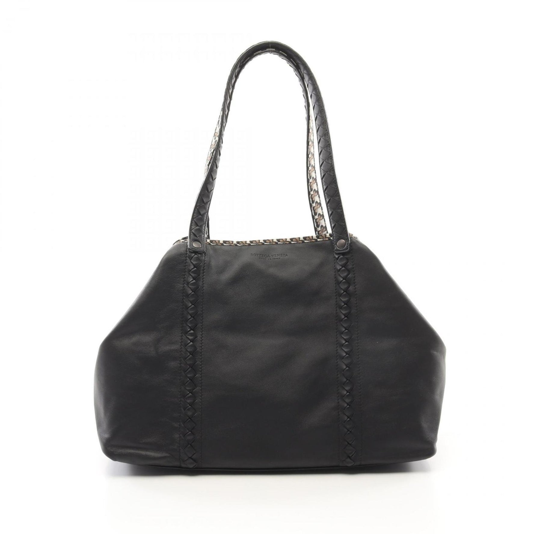 BOTTEGA VENETA Intrecciato Butterfly Reversible Tote Bag Leather Nylon Black Gray