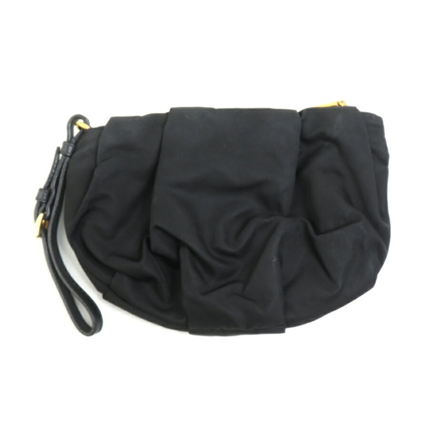 PRADA pouch nylon leather black gold women's e60038a