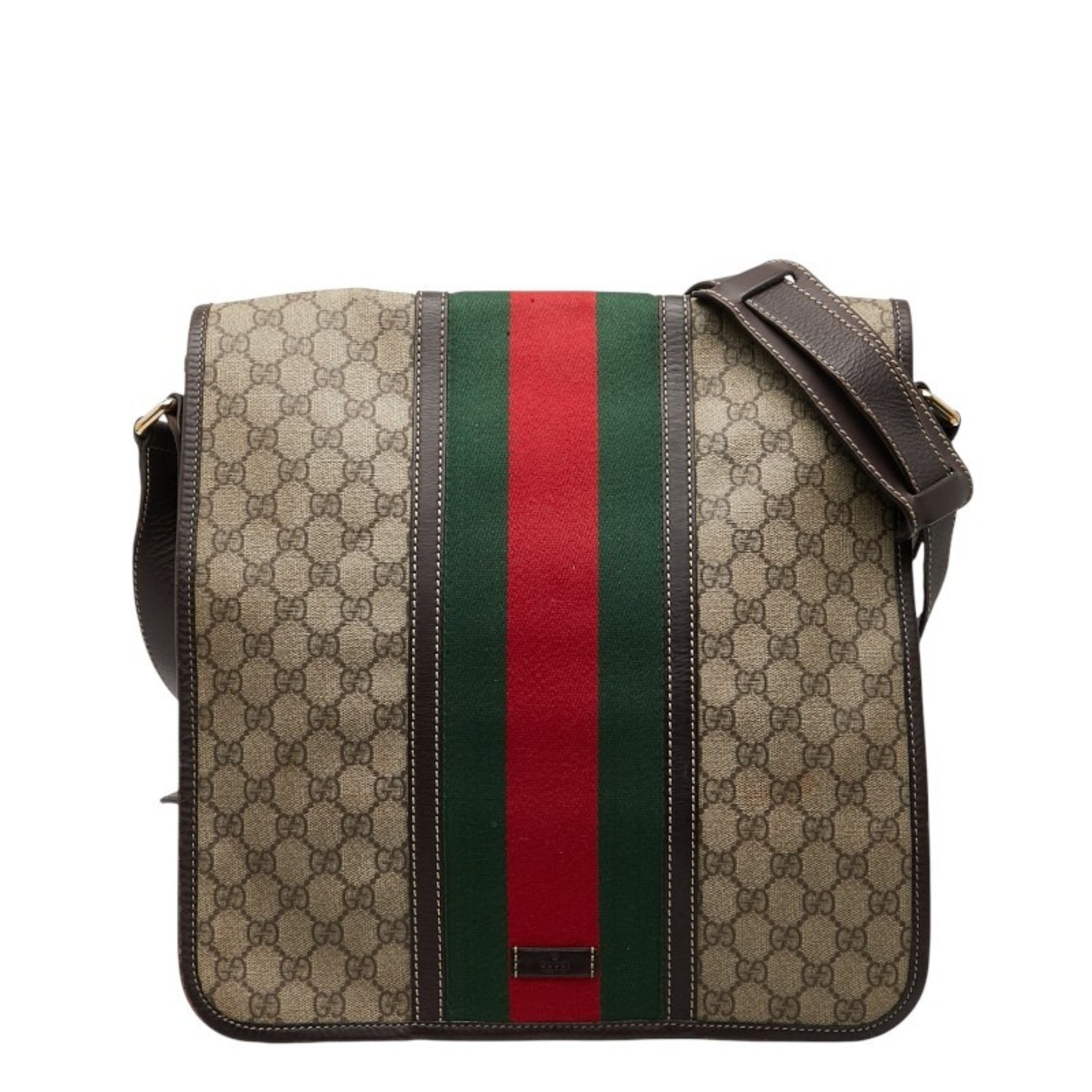 Gucci GG Supreme Sherry Line Crossbody Shoulder Bag Beige Multicolor Leather