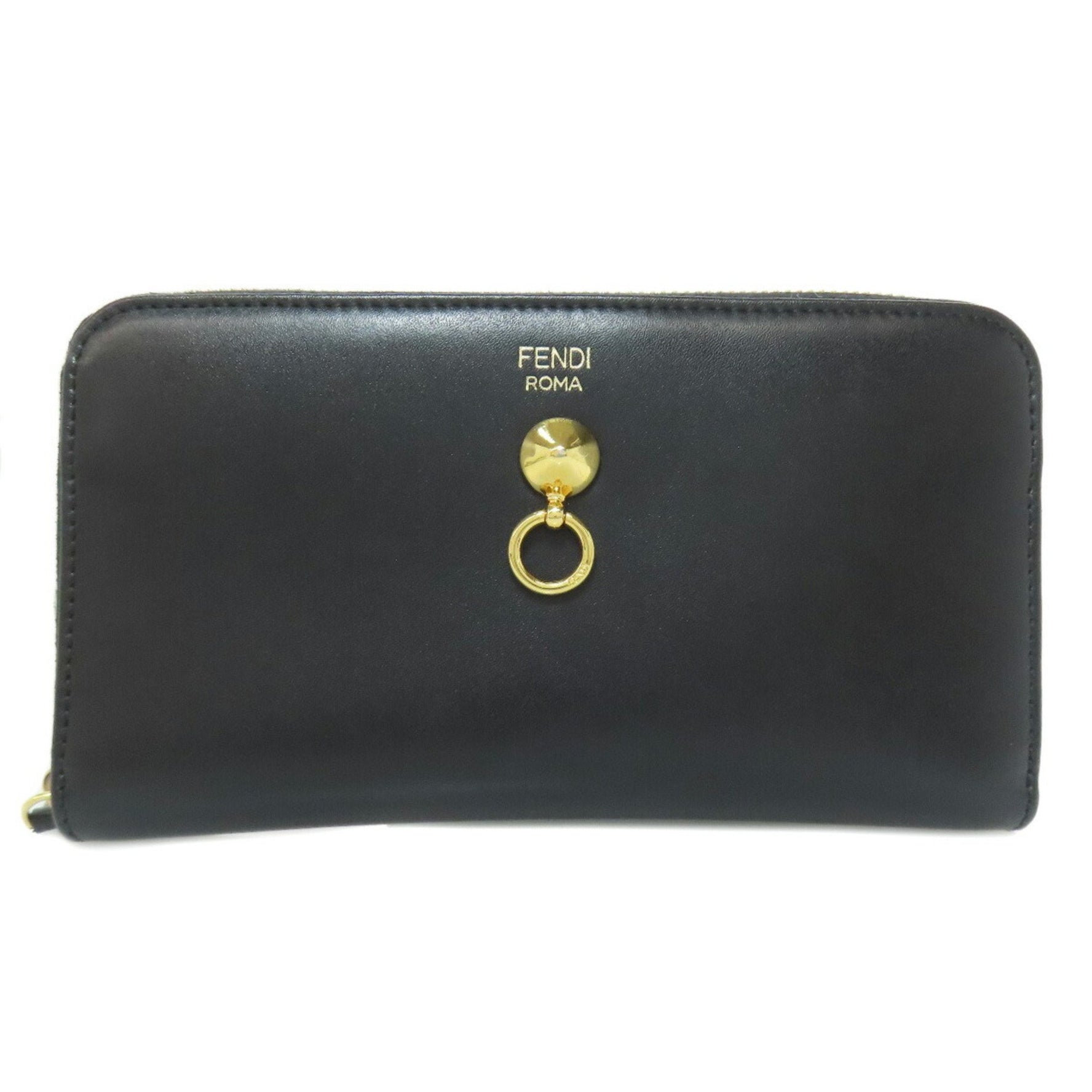 Fendi round long wallet leather