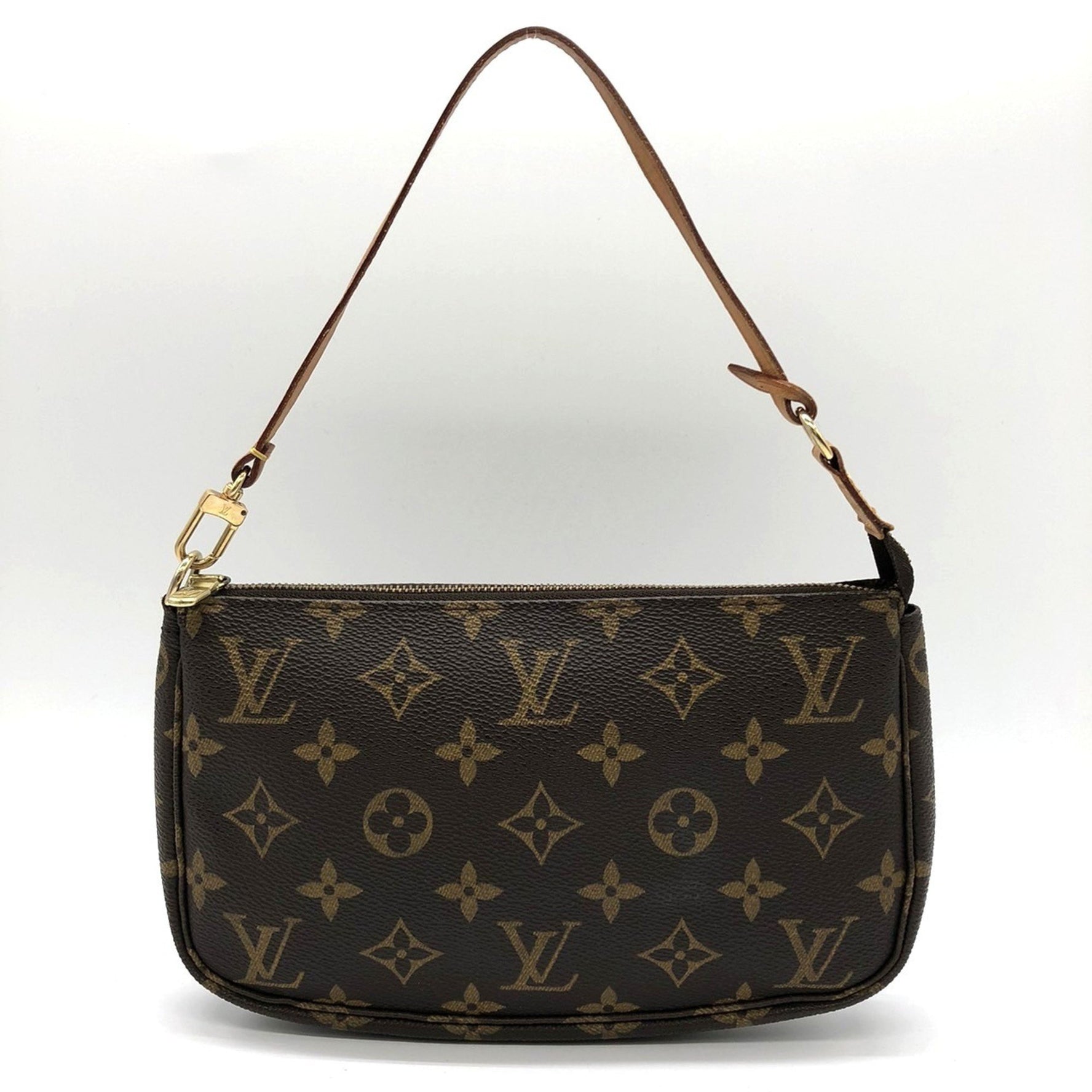 Louis Vuitton Pochette Accessoires Handbag Brown Monogram Canvas Leather