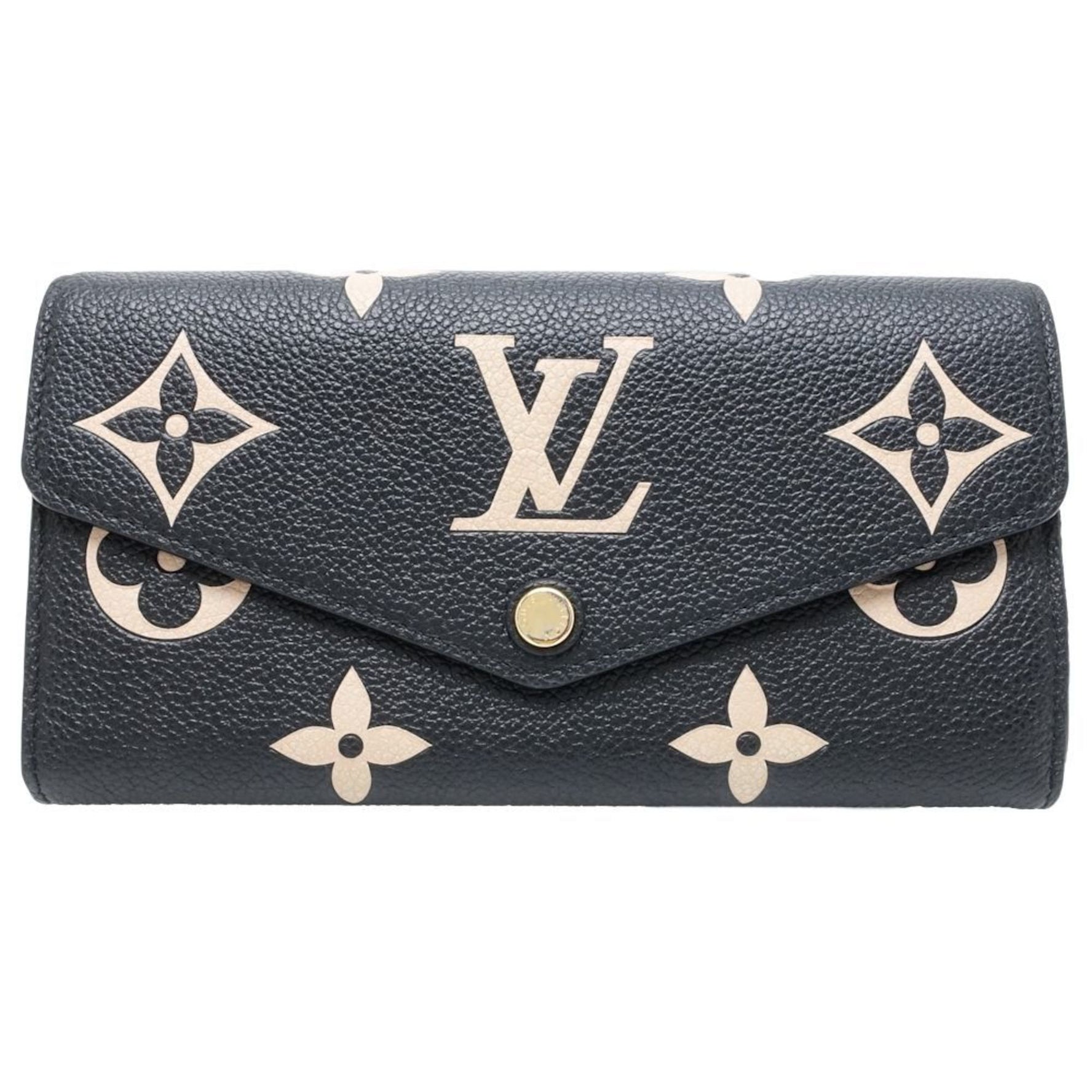 LOUIS VUITTON Louis Vuitton Long Wallet M80496 Portefeuille Sarah Monogram Bicolor Empreinte Black Beige