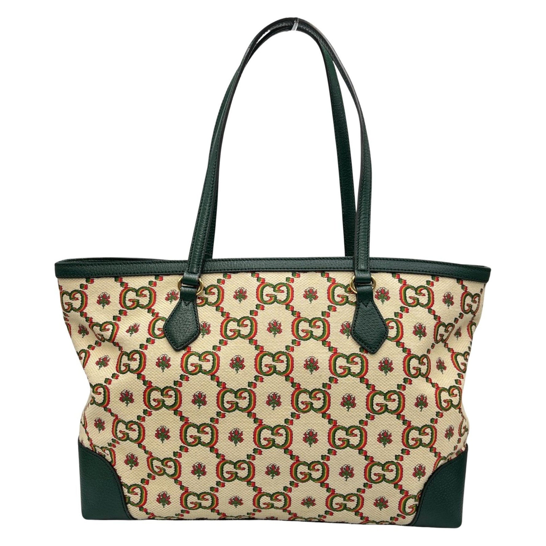 Gucci Ophidia Anniversary Tote Bag Canvas/Leather Green/Ivory