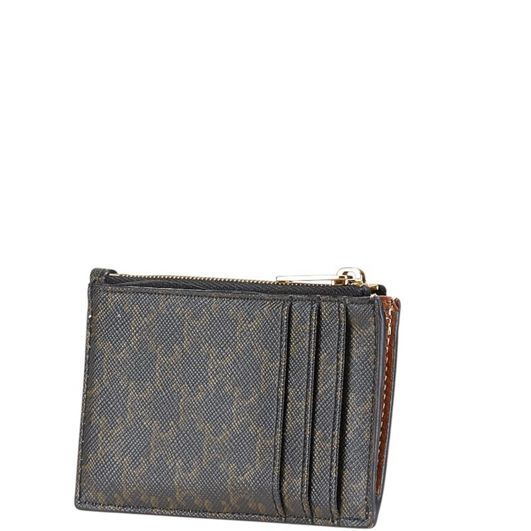 Celine Macadam Card Case Black Brown PVC Leather