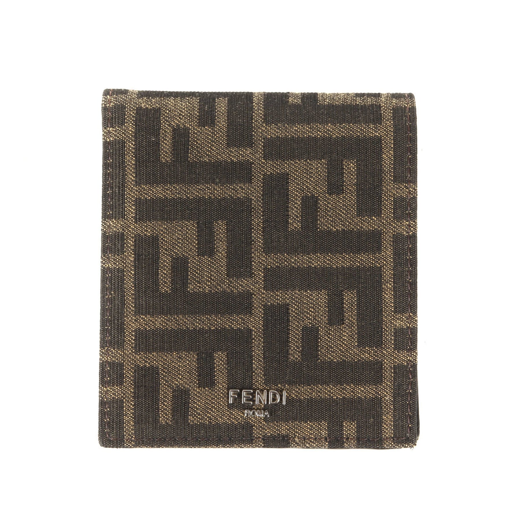 FENDI Zucca Jacquard Canvas Leather Billfold ALWK) Brown Beige Black Wallet