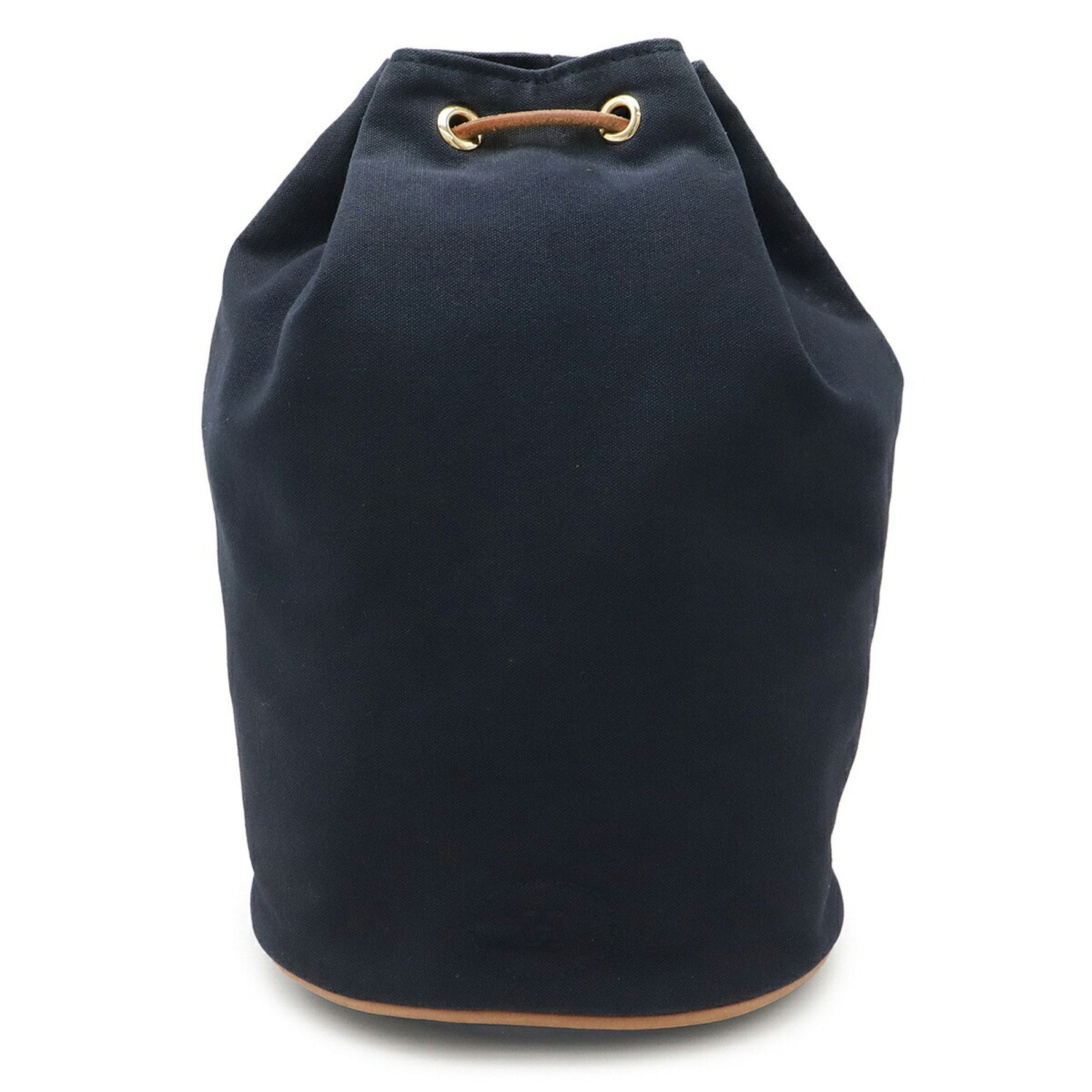 HERMES Polochon Mimir PM Shoulder Bag Canvas Leather Dark Navy