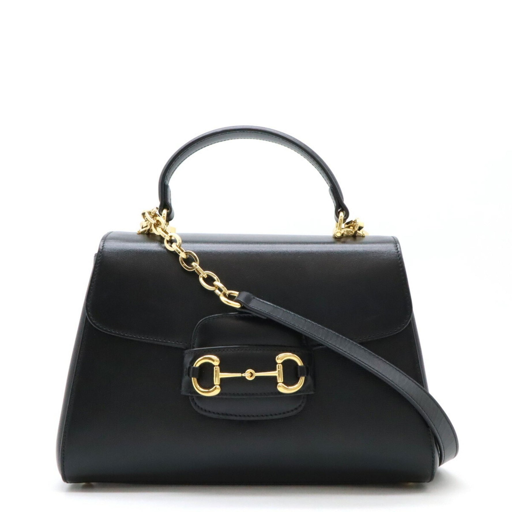 GUCCI Horsebit 1955 Medium Bag Handbag Shoulder Leather Black