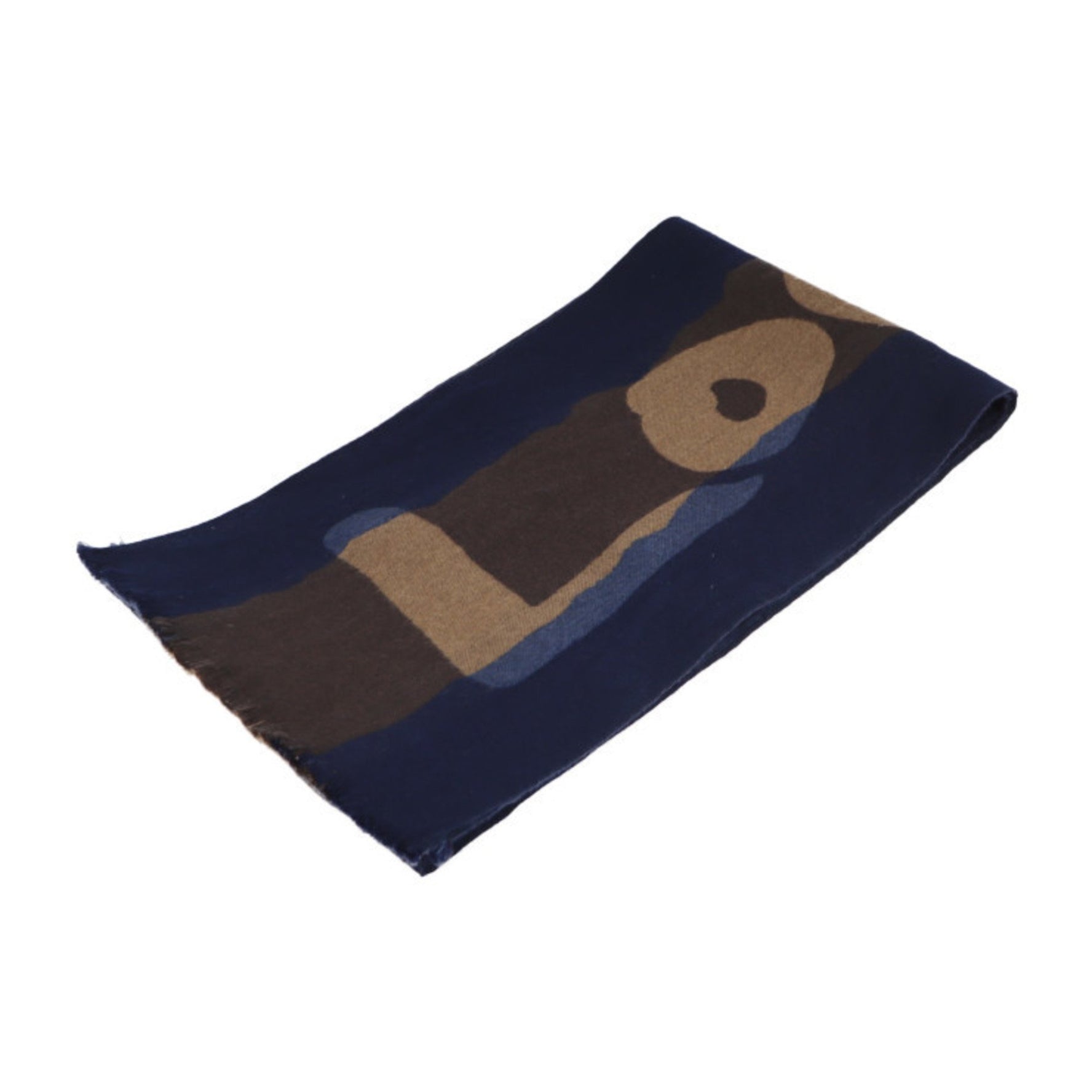 LOUIS VUITTON Louis Vuitton Scarf 93% wool 7% silk Navy Brown 2119043008354R1