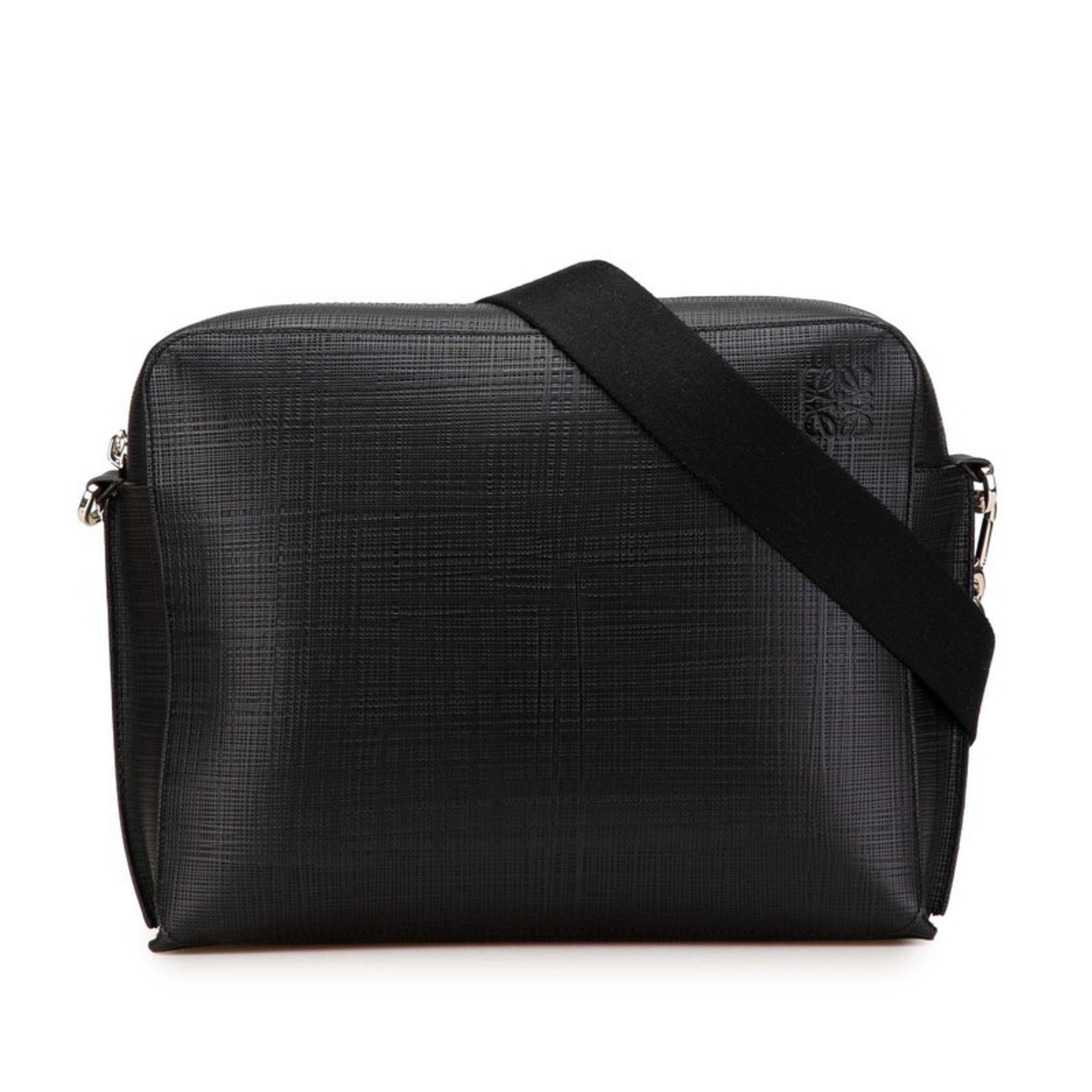LOEWE Anagram Logo Shoulder Bag in Black Leather for Men