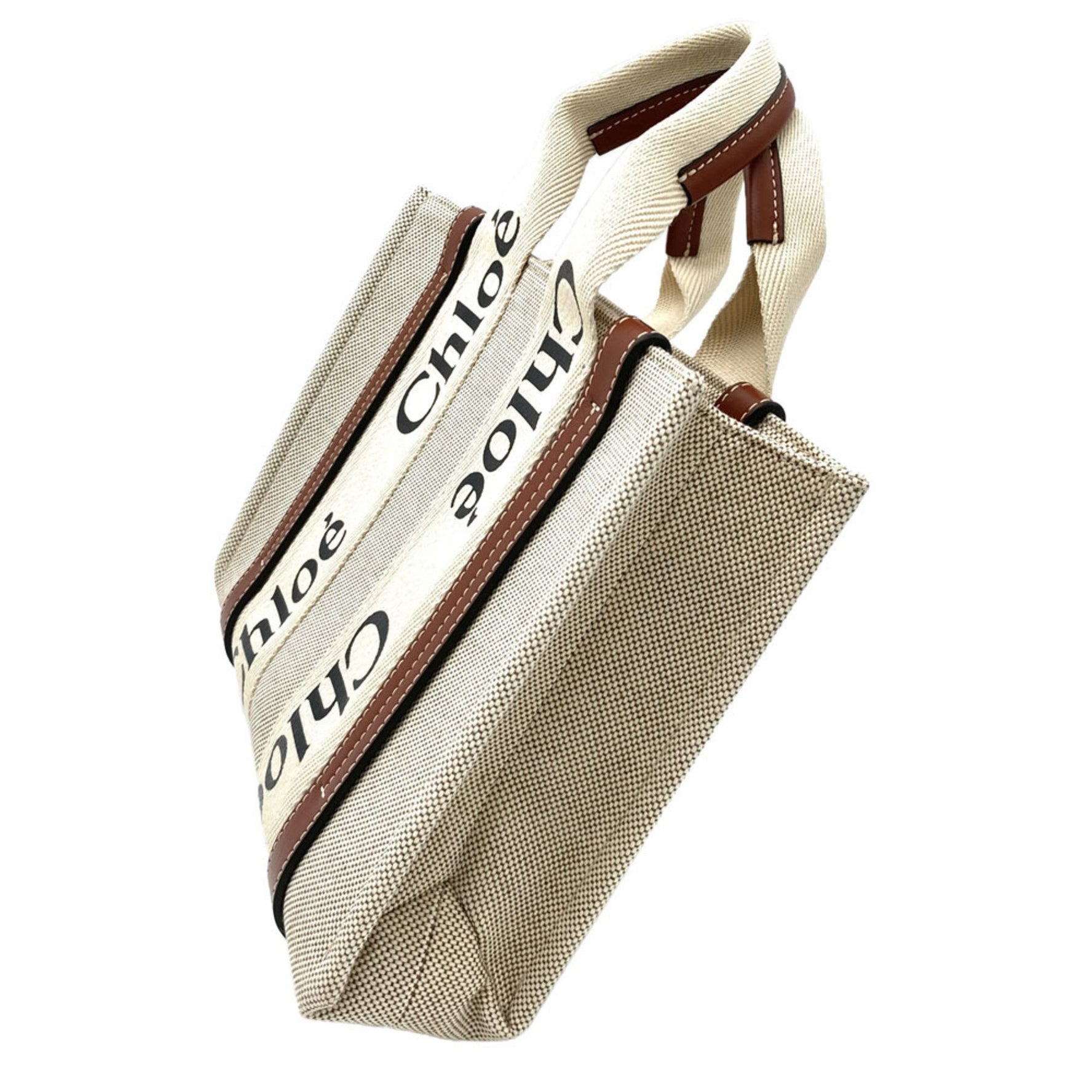 Chloé Chloe Woody Small Tote Bag Cotton Leather