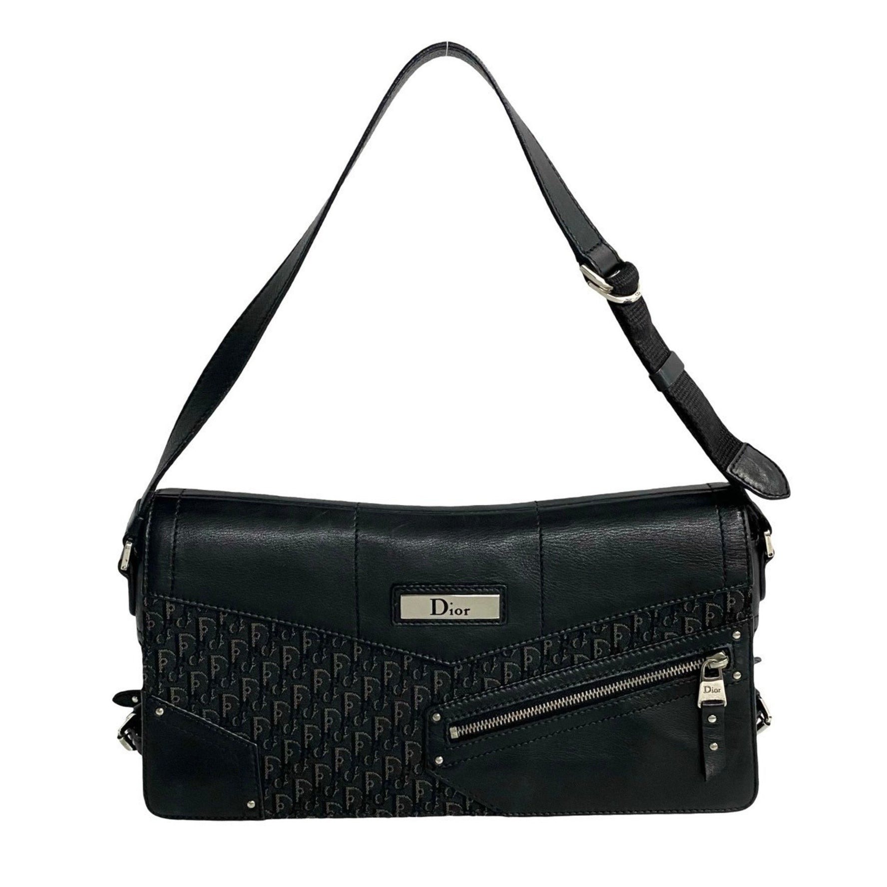 Christian Dior Street Chic Trotter Print Leather and Canvas One-Shoulder Bag/Handbag