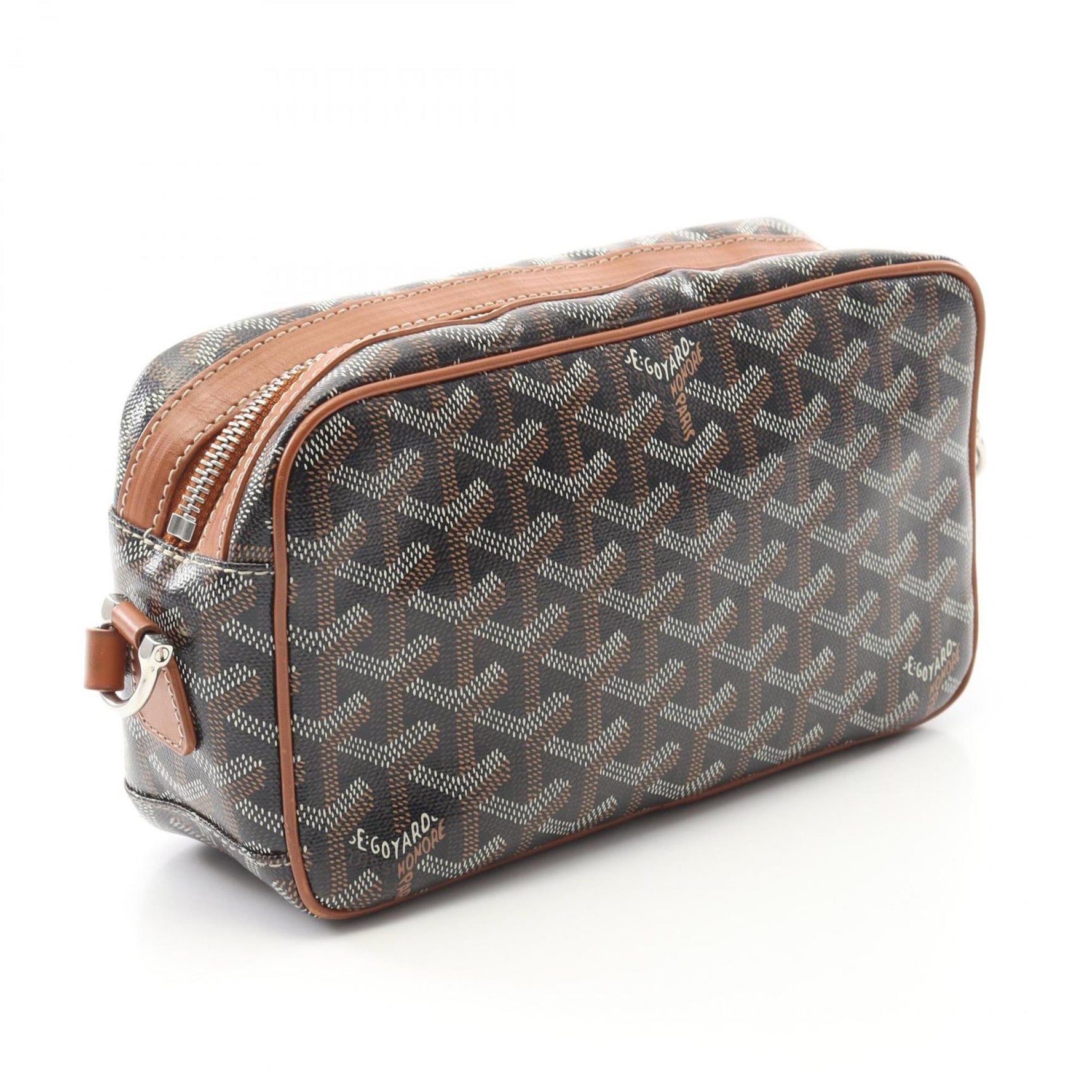 Goyard Cap Vert PM Shoulder Bag in Coated Canvas and Leather, Black Brown