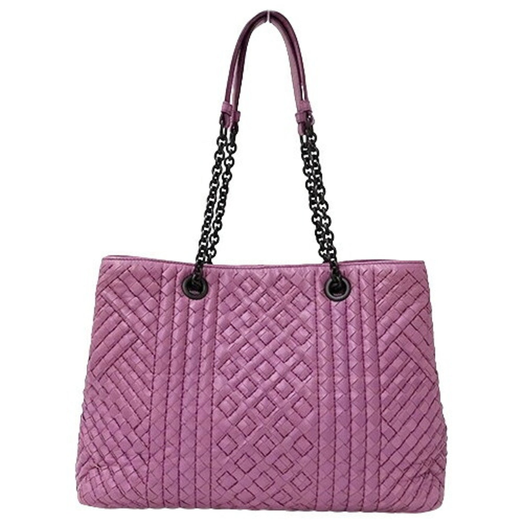Bottega Veneta Tote Bag Intrecciato Leather Purple Pink Chain