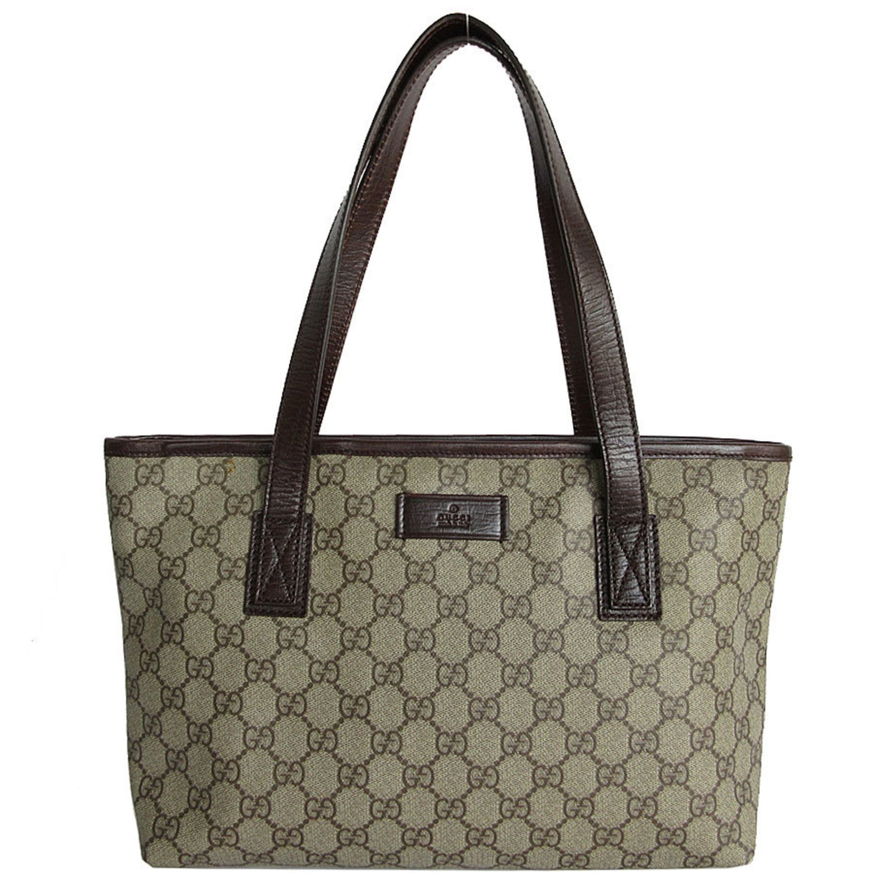 GUCCI Shoulder Bag Tote GG Supreme Leather Beige Brown Women's s0144a